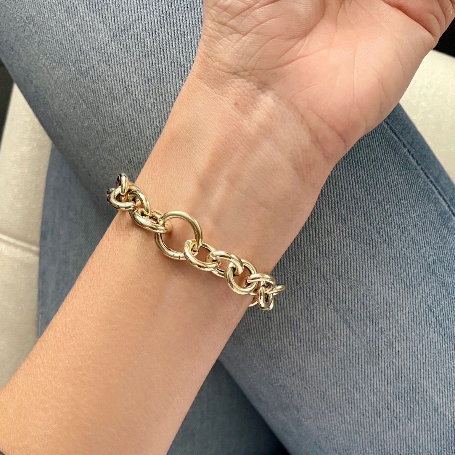 14K Gold Chunky Round Link Bracelet