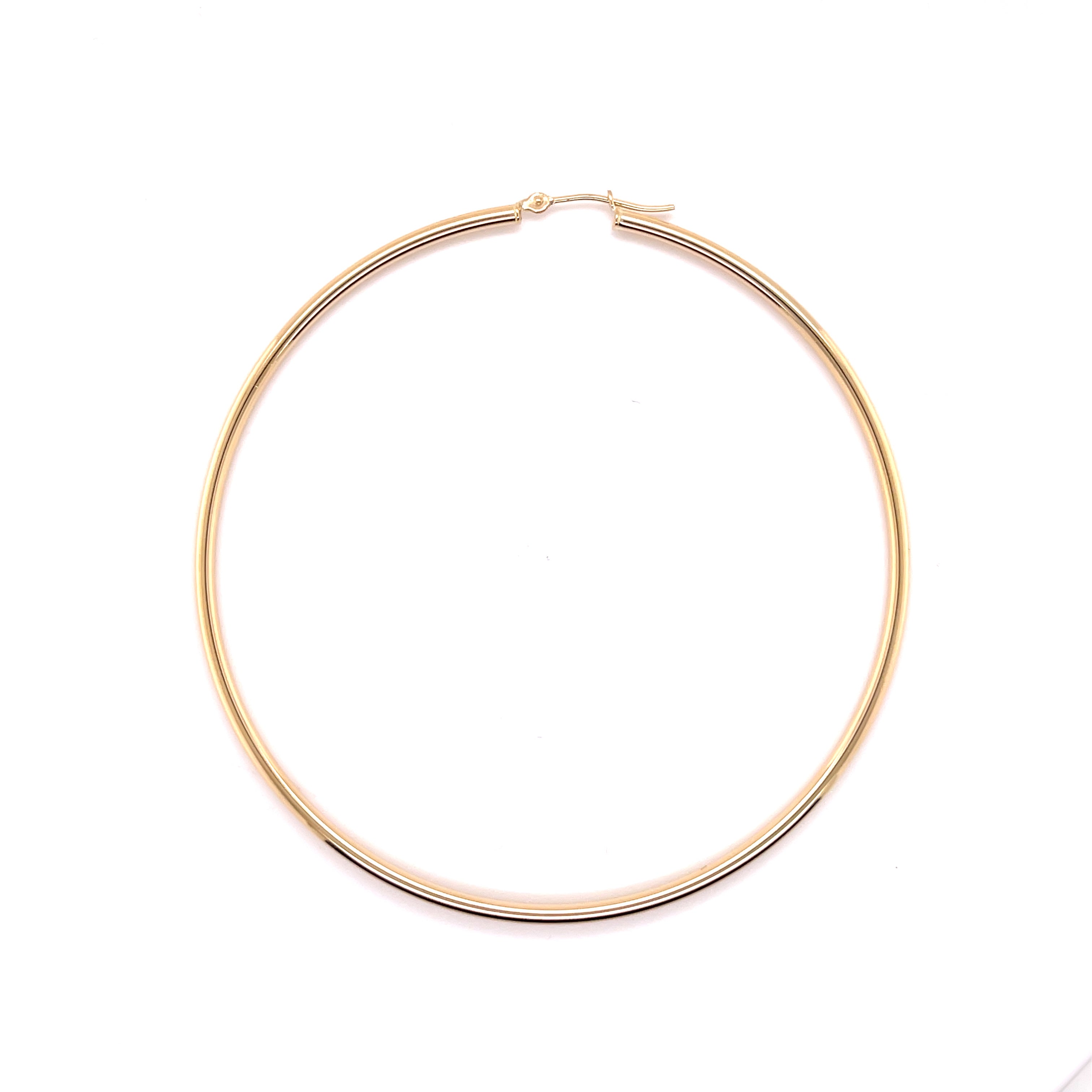 14K Gold Large polished 70 mm Thin Hoops