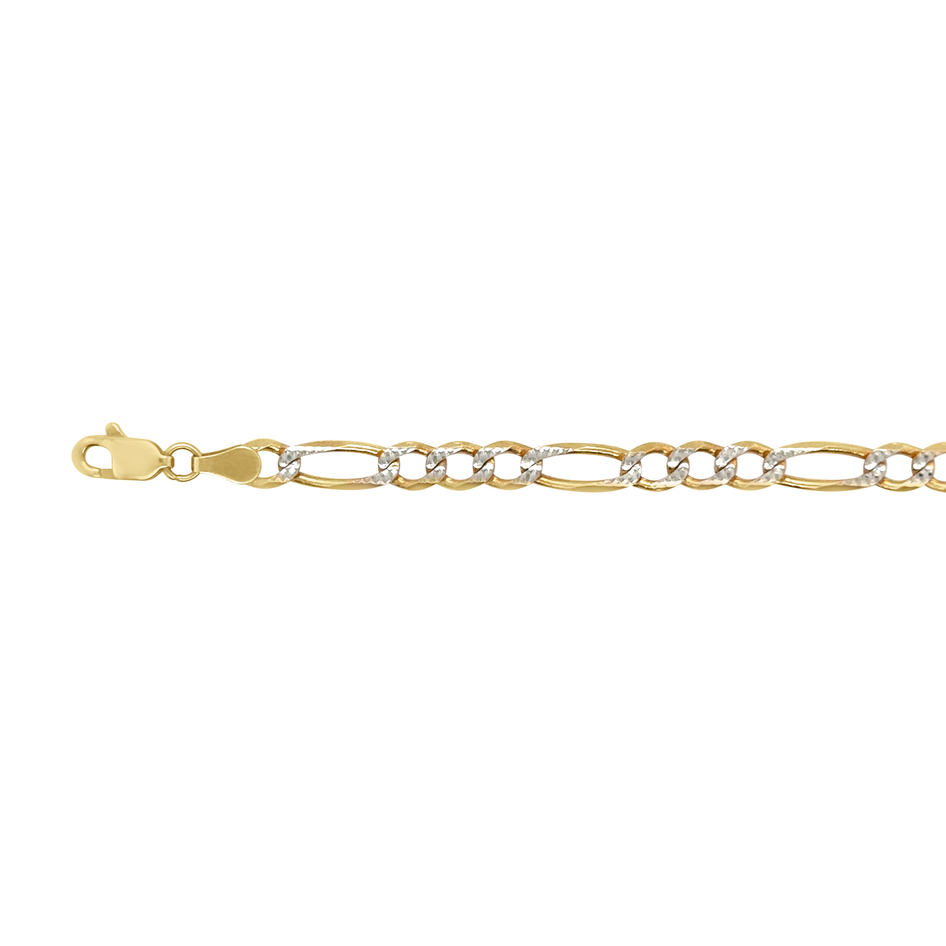 14K Two Tone Gold Pave Figaro Necklace