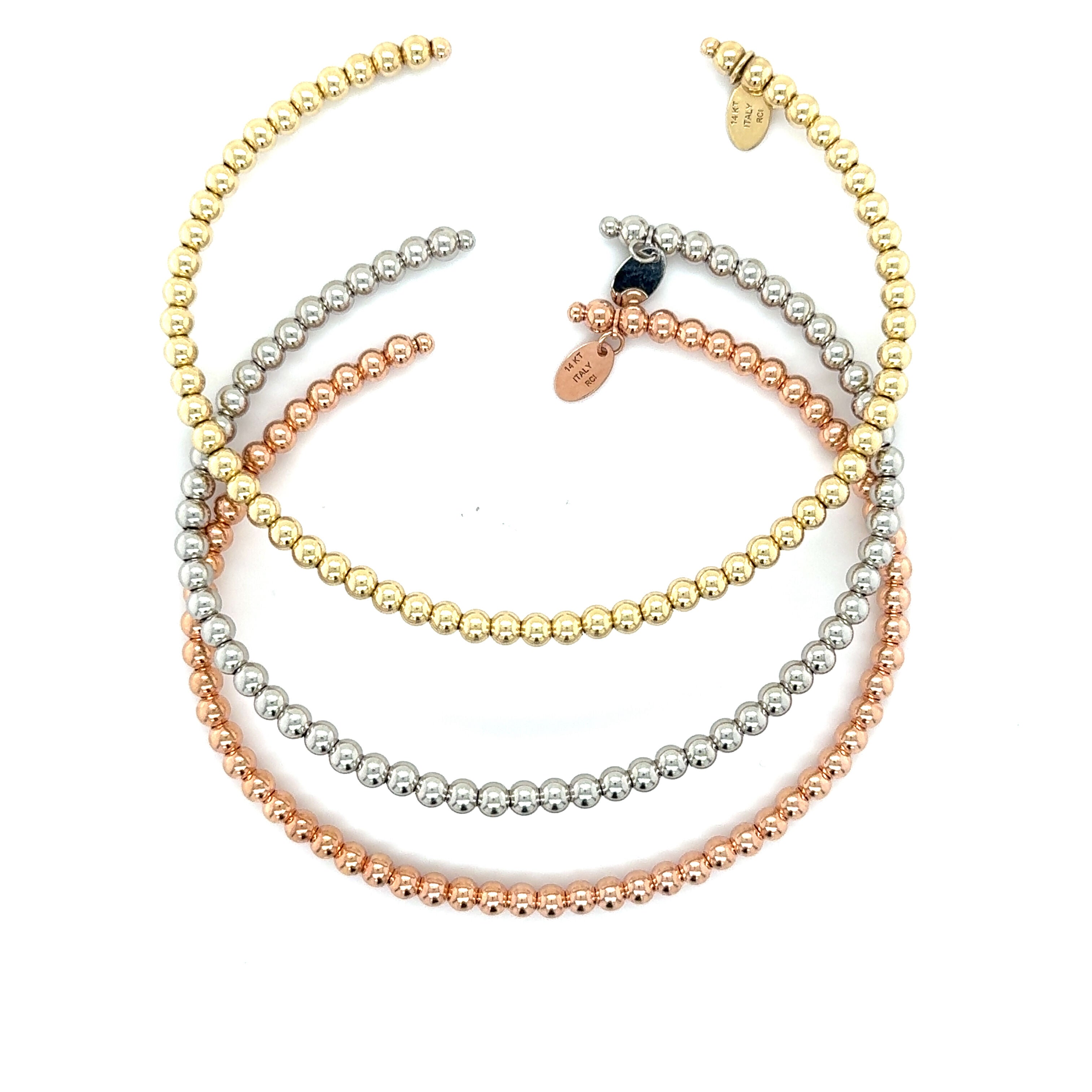 14K Solid Gold 2mm Beaded Cuff Bangle Bracelet – Dainty, Elegant, and Versatile