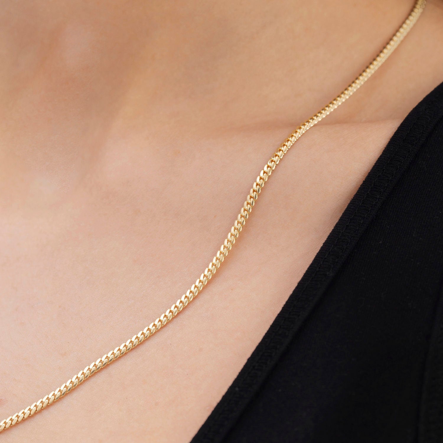 14k gold miami cuban necklace women