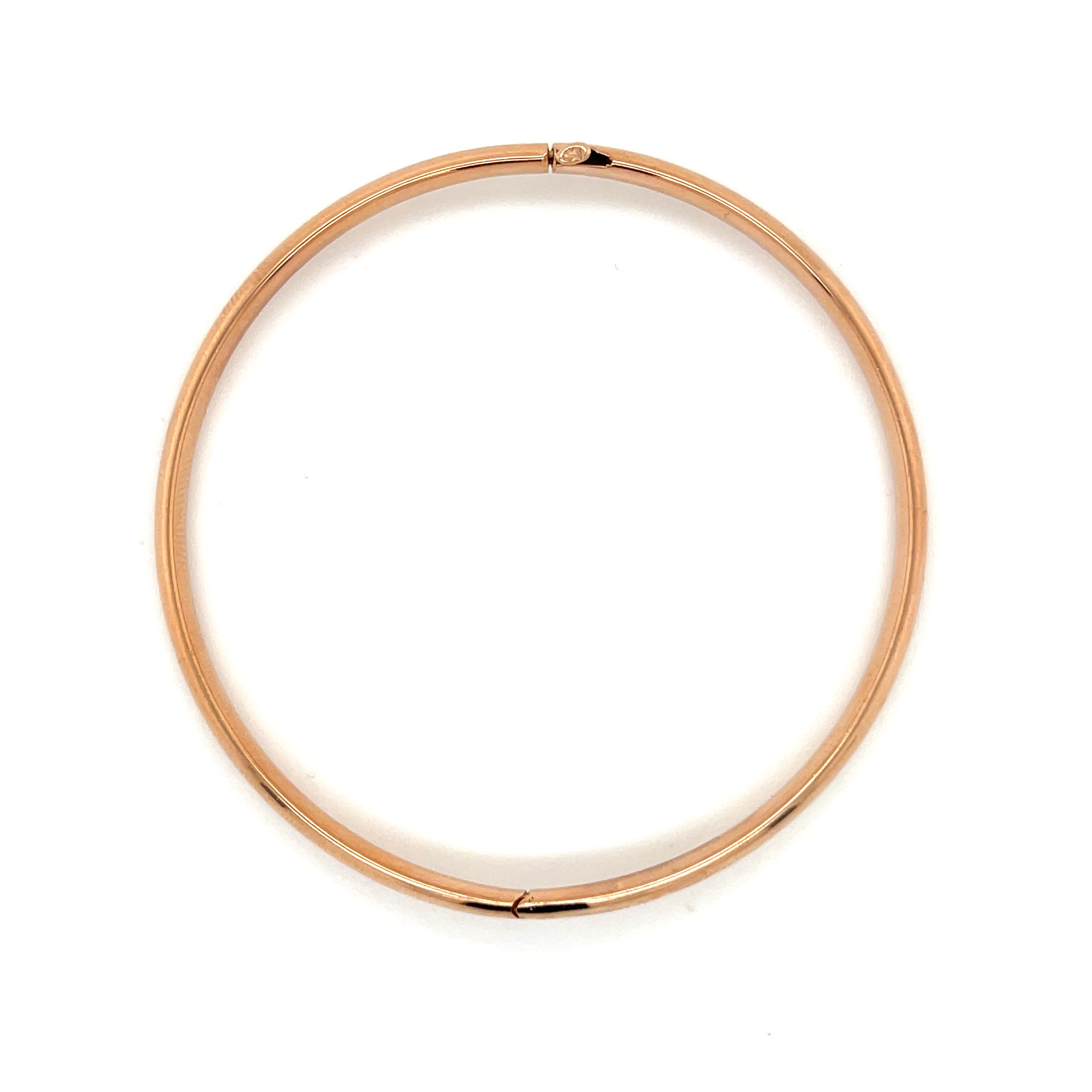 14K Solid Rose Gold Classic Hinged Bangle Bracelet – Polished, Elegant, Durable