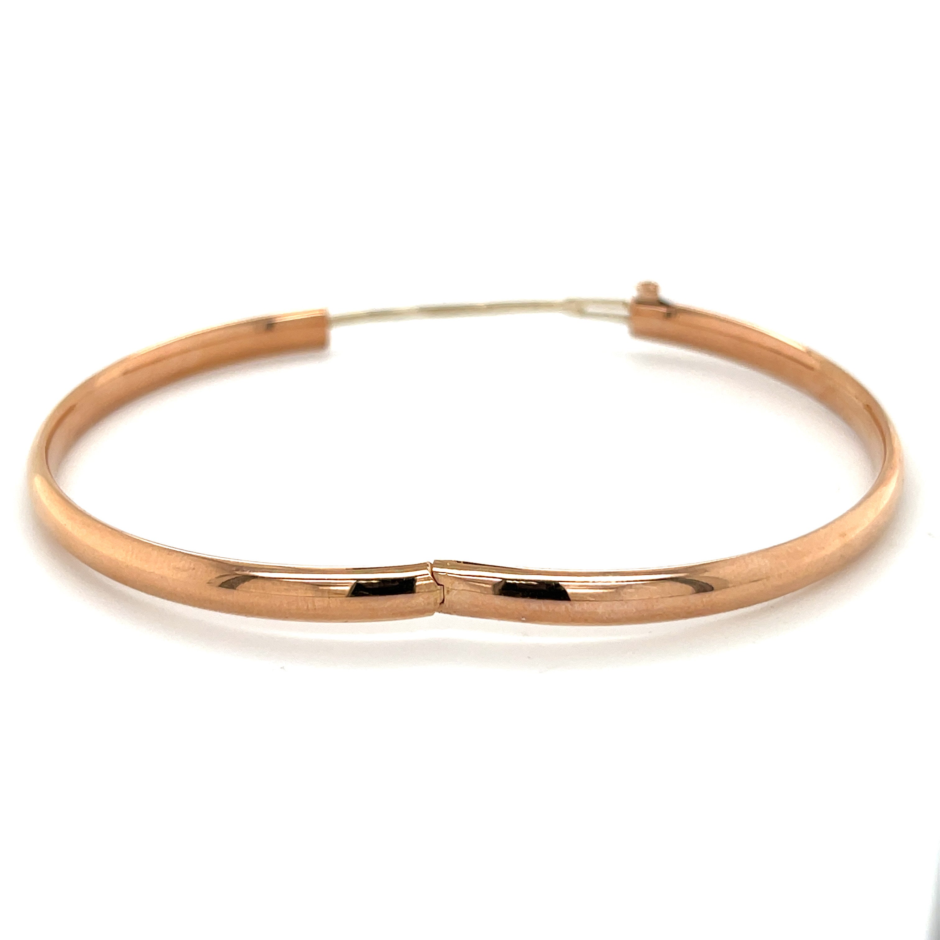14K Solid Rose Gold Classic Hinged Bangle Bracelet – Polished, Elegant, Durable