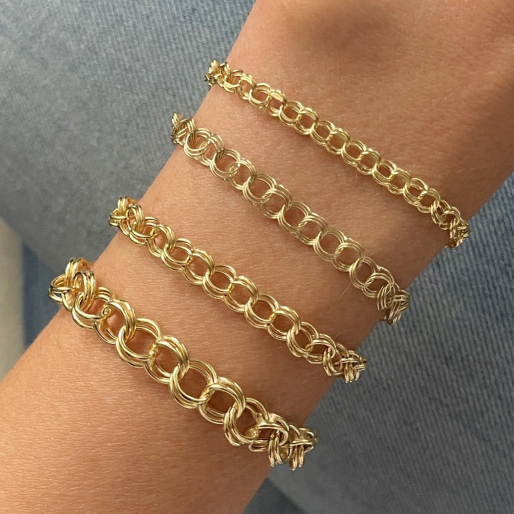 14k yellow gold charm link chain bracelet