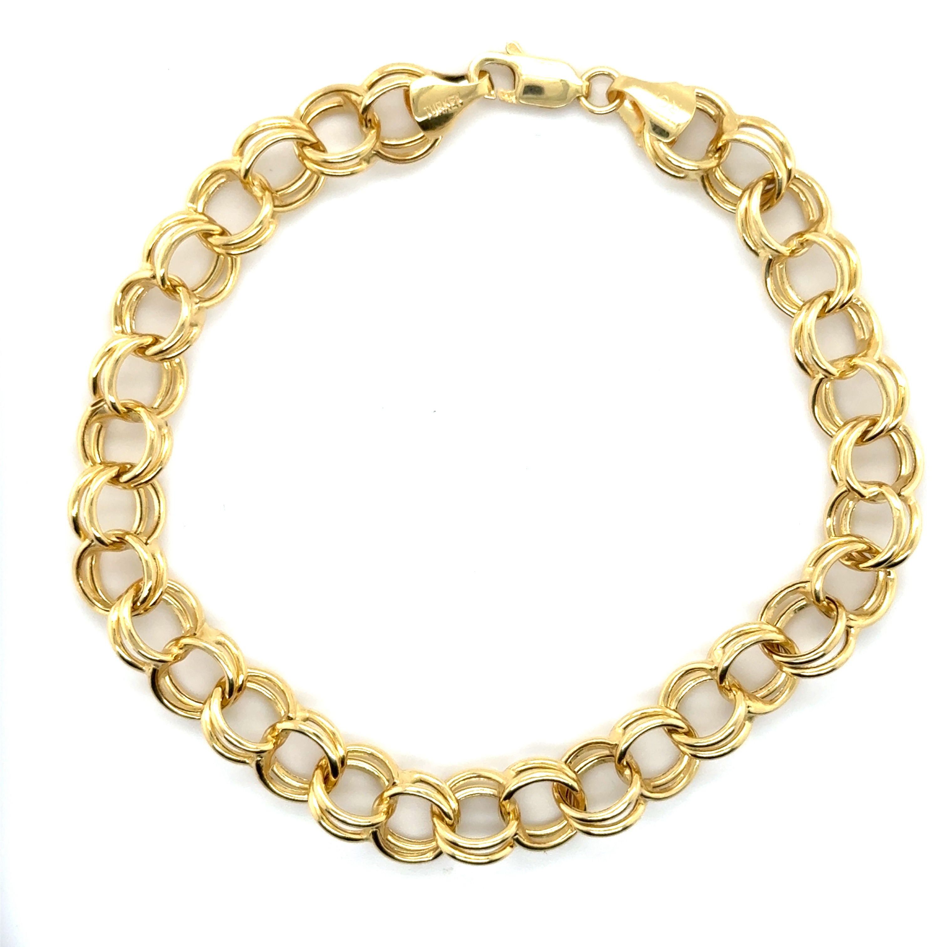 14k yellow gold charm link chain bracelet