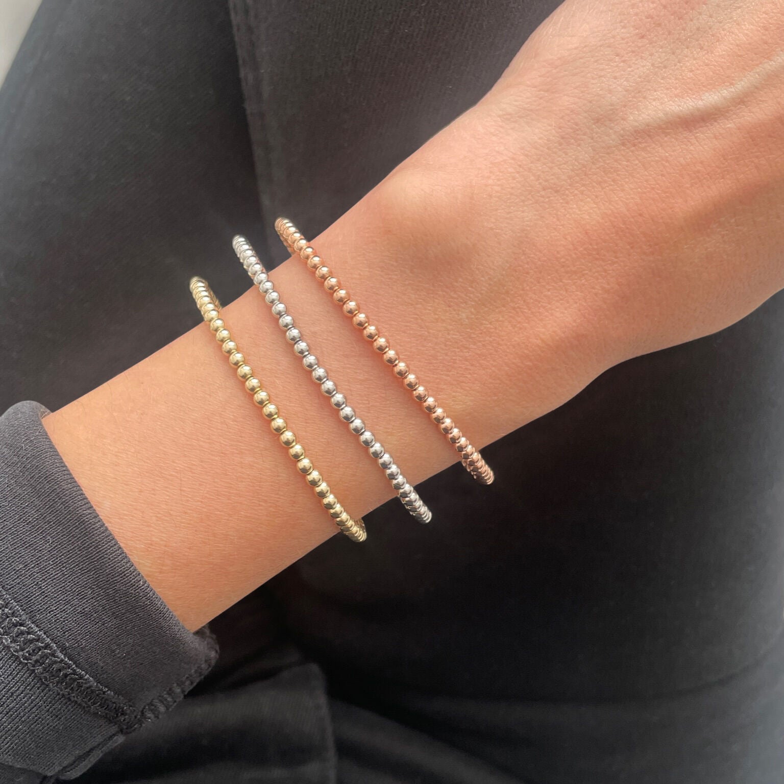 14K Gold Beaded Cuff Bangle
