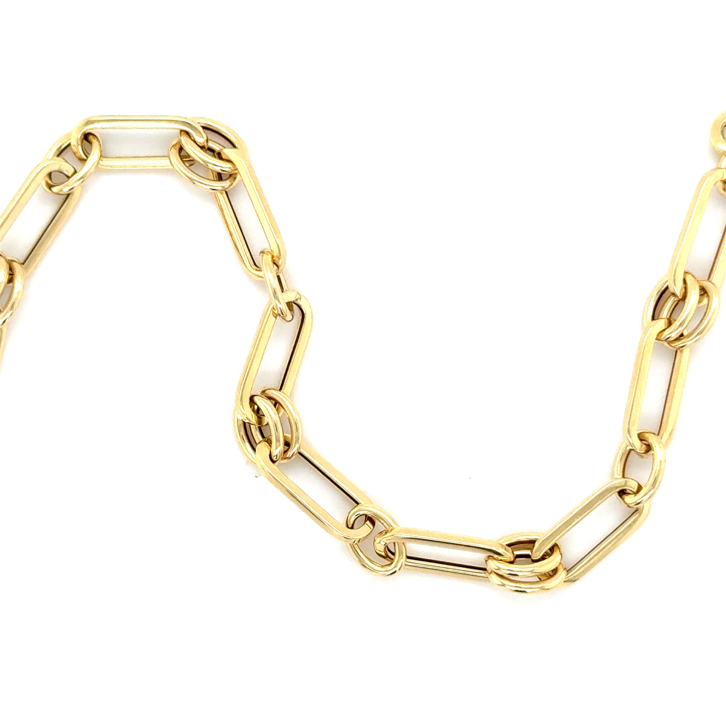 14K Solid Gold Paperclip and Round Link Bracelet – Elegant, Durable, Timeless