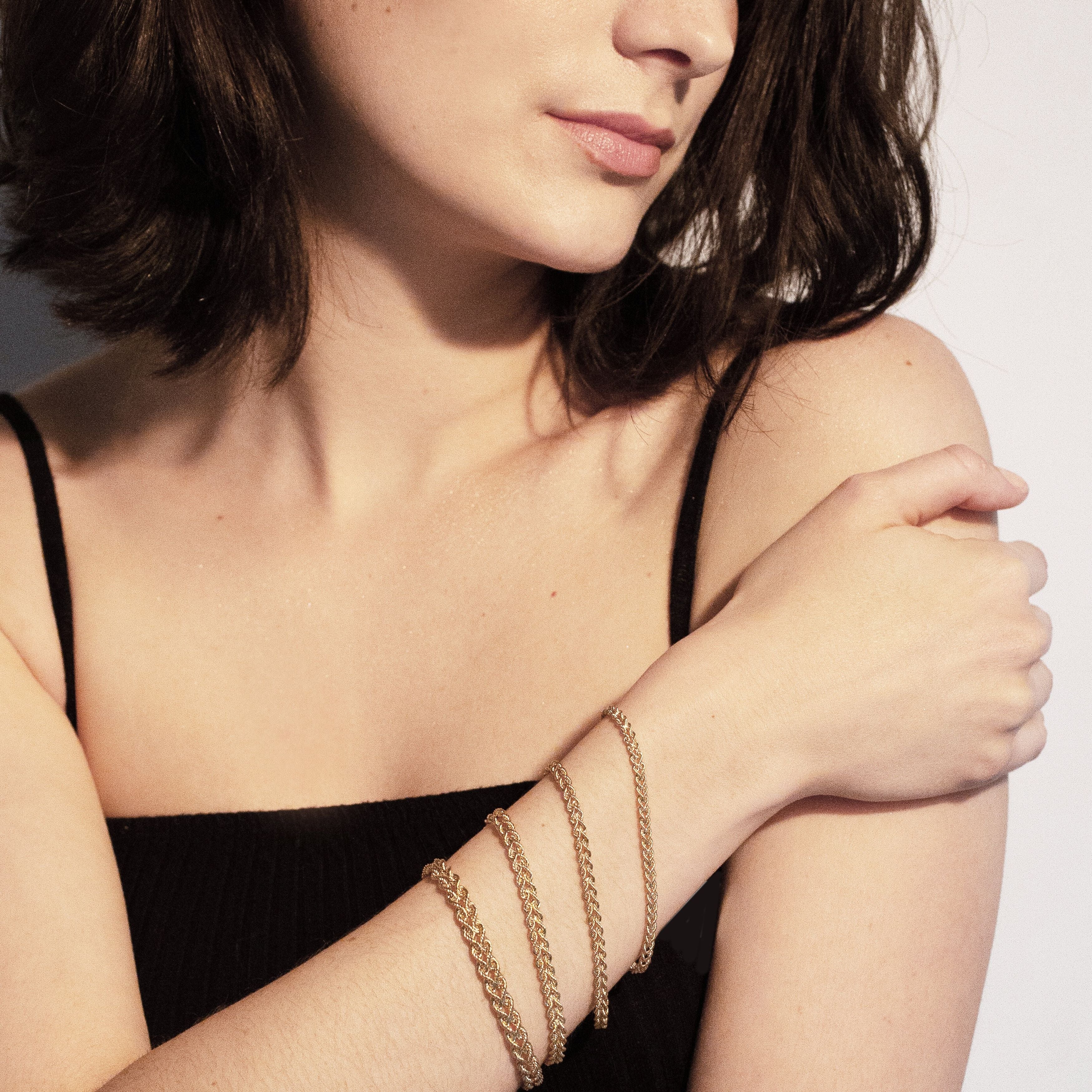14K Solid Gold Double Rope Chain Bracelet