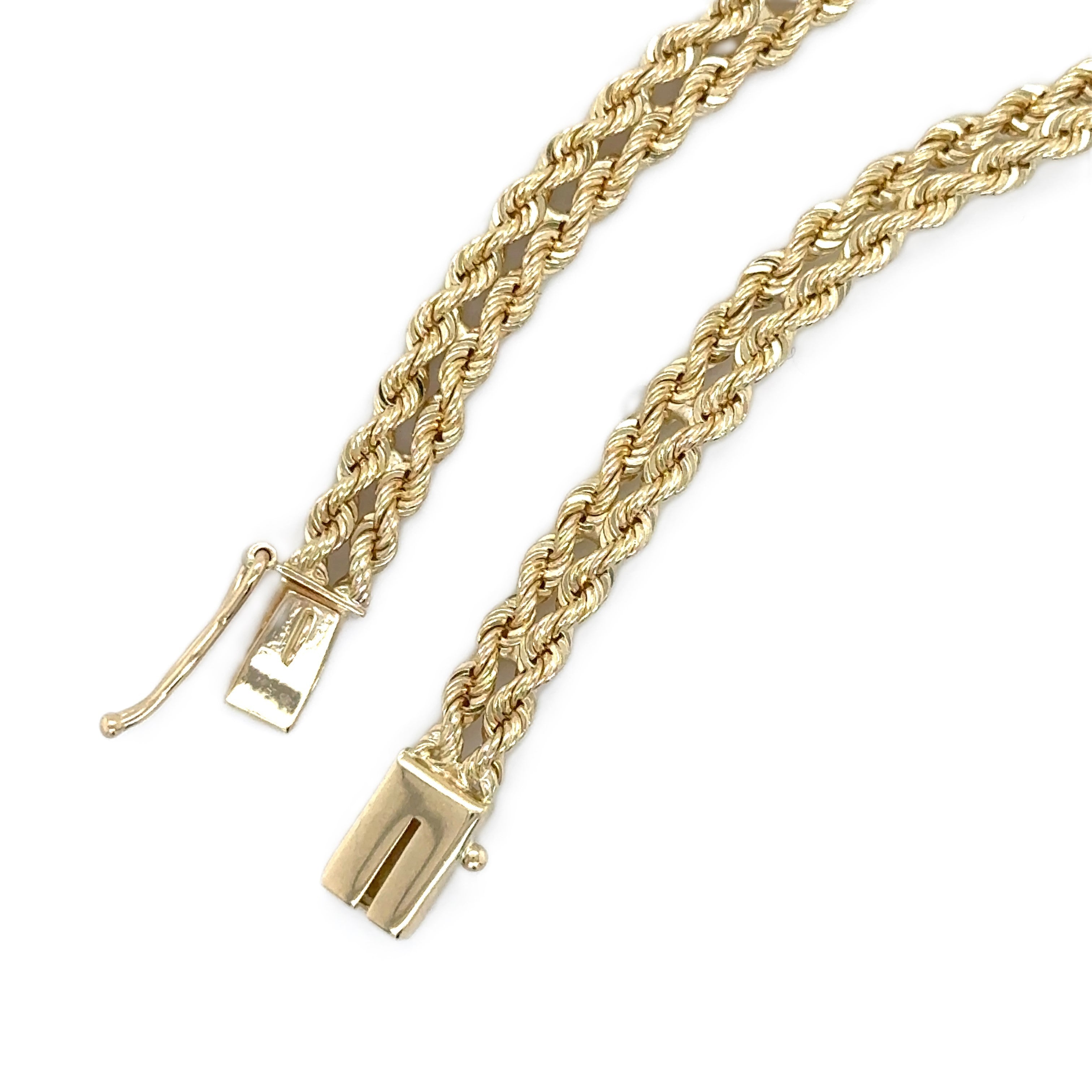 14K Solid Gold Double Rope Chain Bracelet