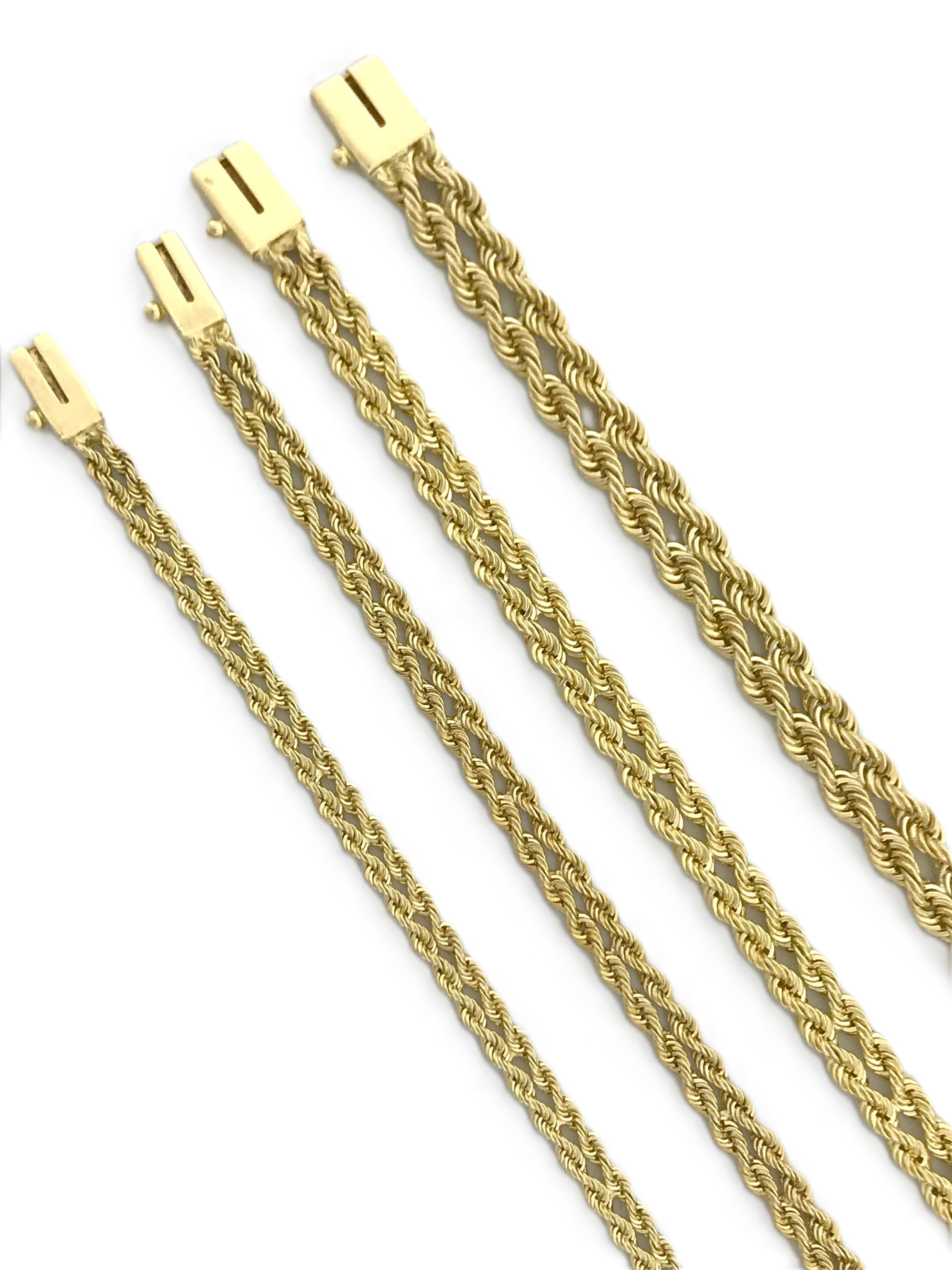 14K Solid Gold Double Rope Chain Bracelet