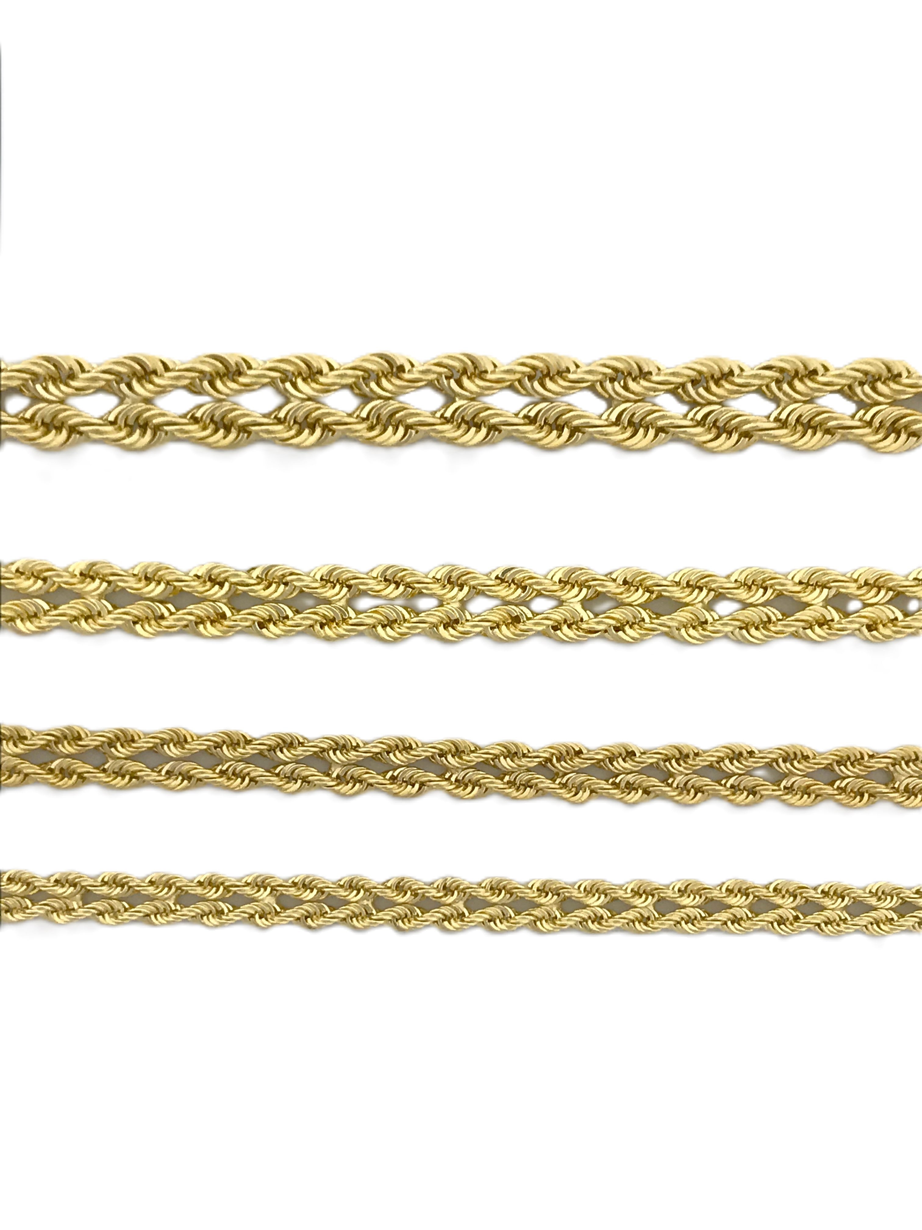 14K Solid Gold Double Rope Chain Bracelet