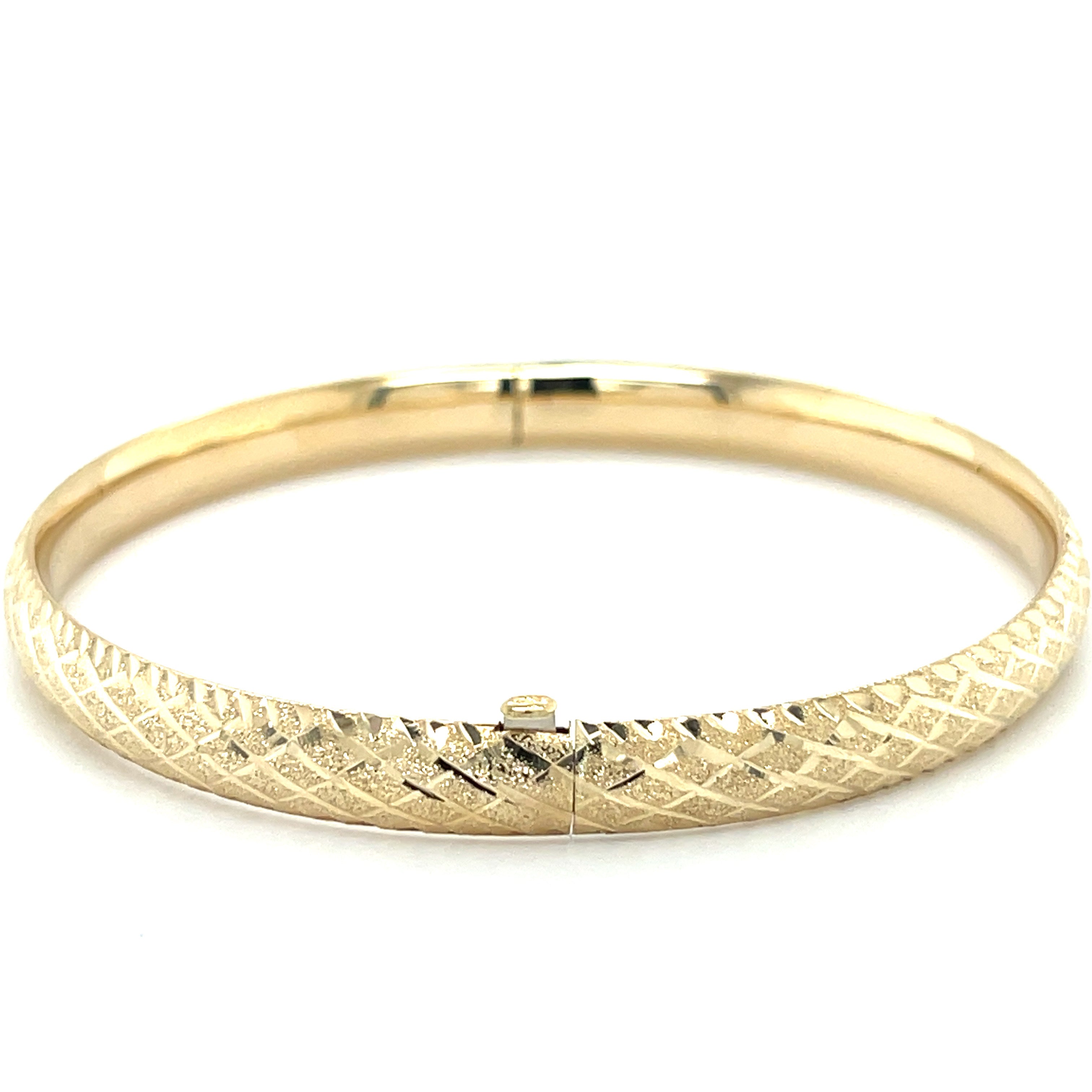 14K Gold 6 mm Textured Bangle