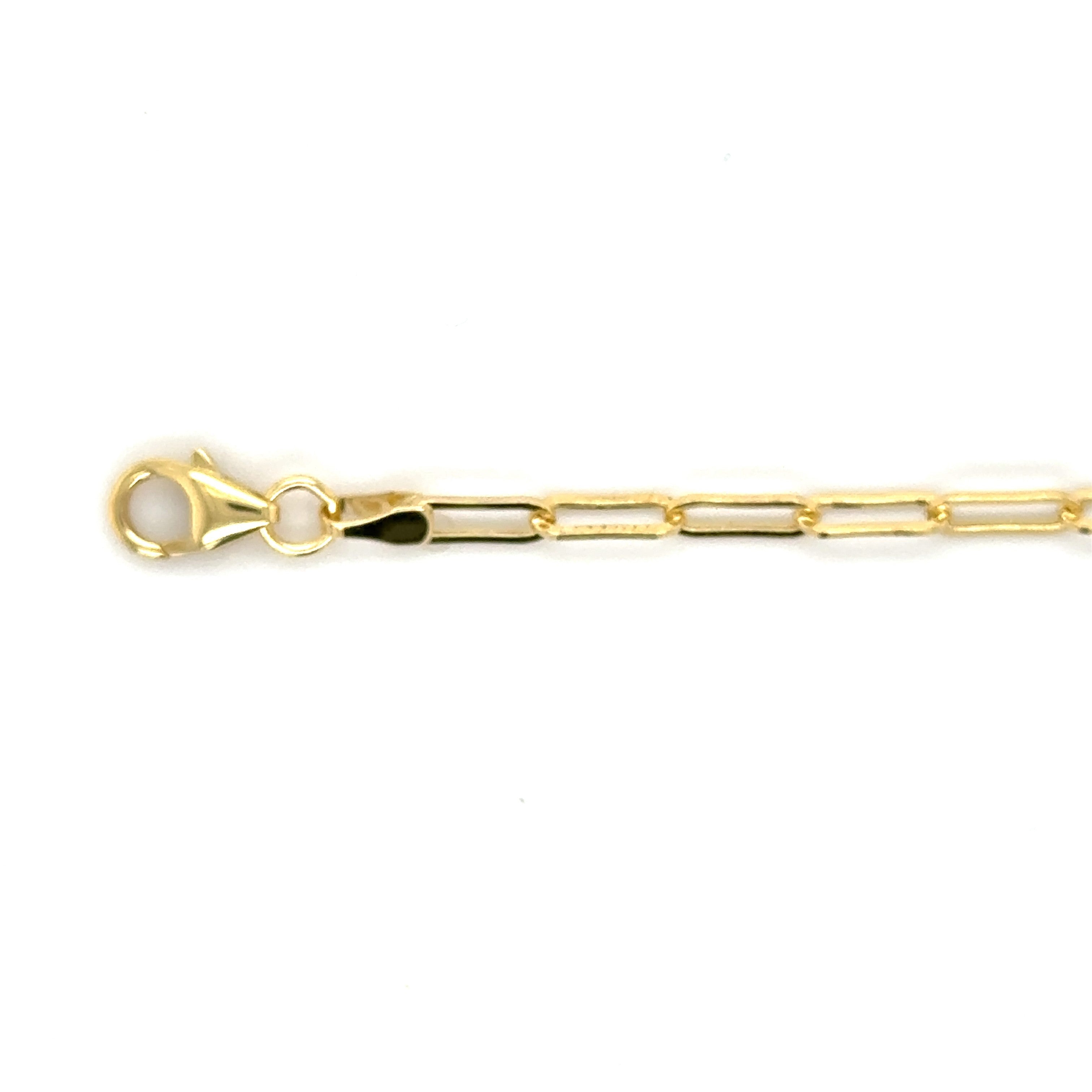 14K Yellow Gold Puffed Heart Paperclip Necklace