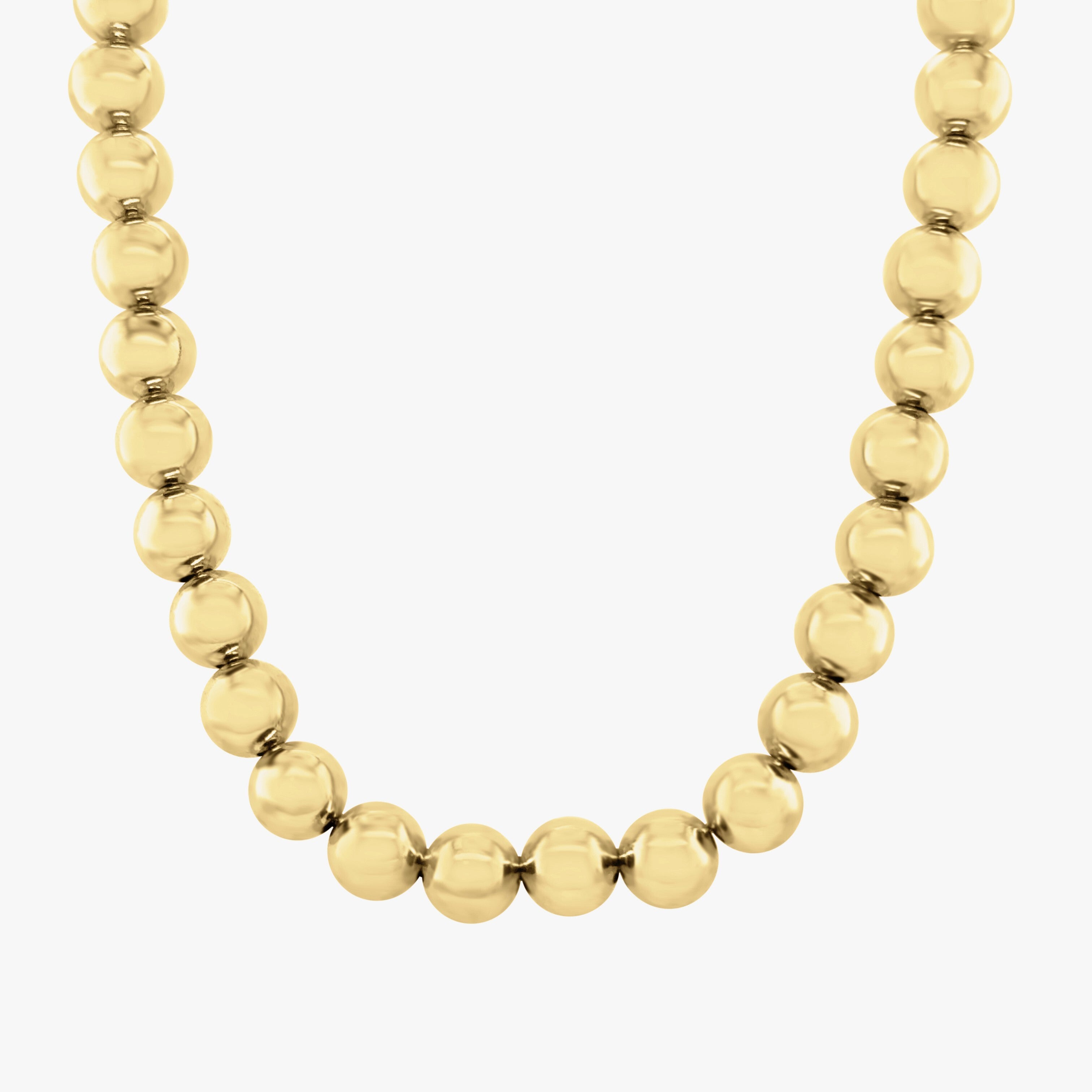 14K Gold Chunky Ball Bead Necklace: 7mm or 8mm Thick