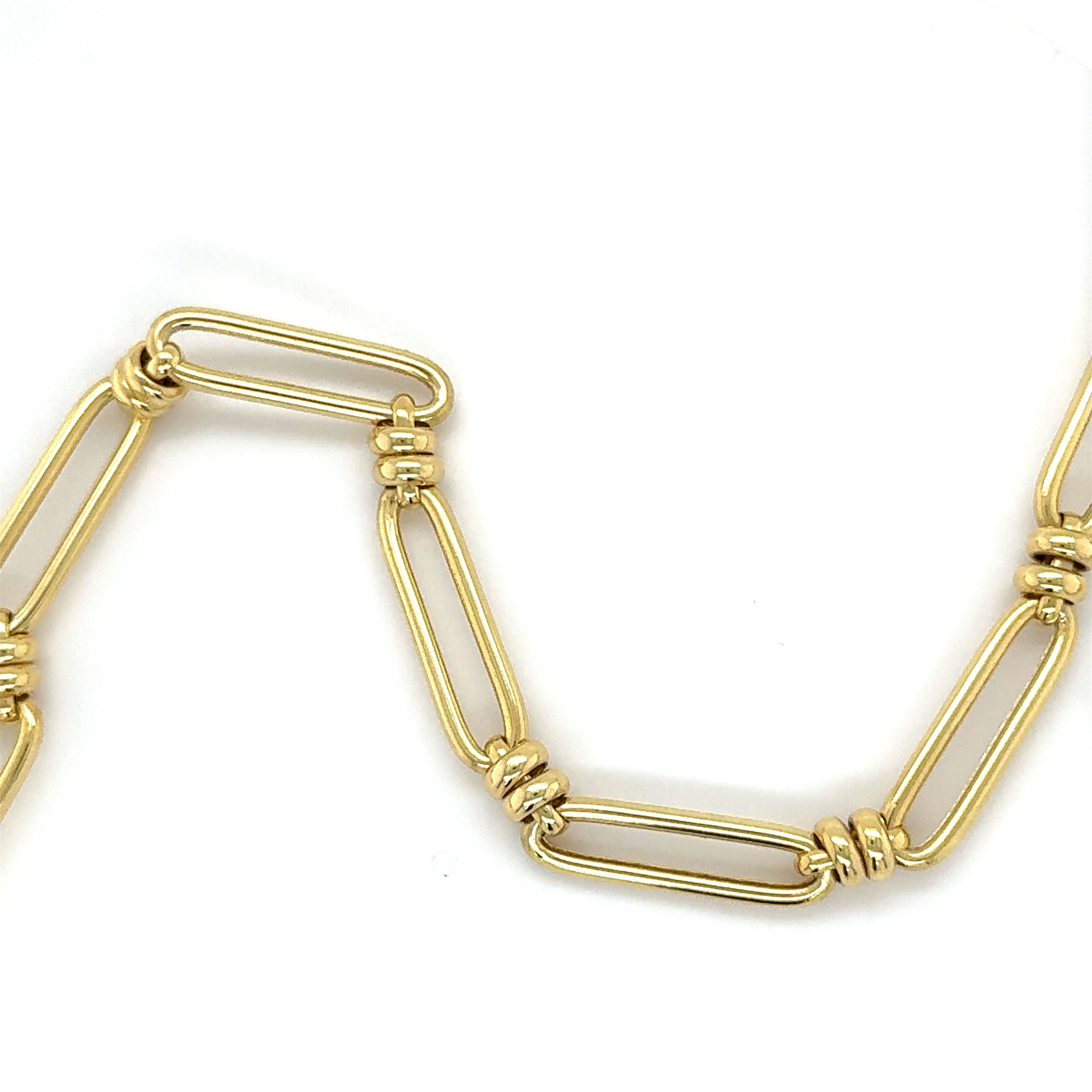 14K Gold Oblong And Round Link Necklace