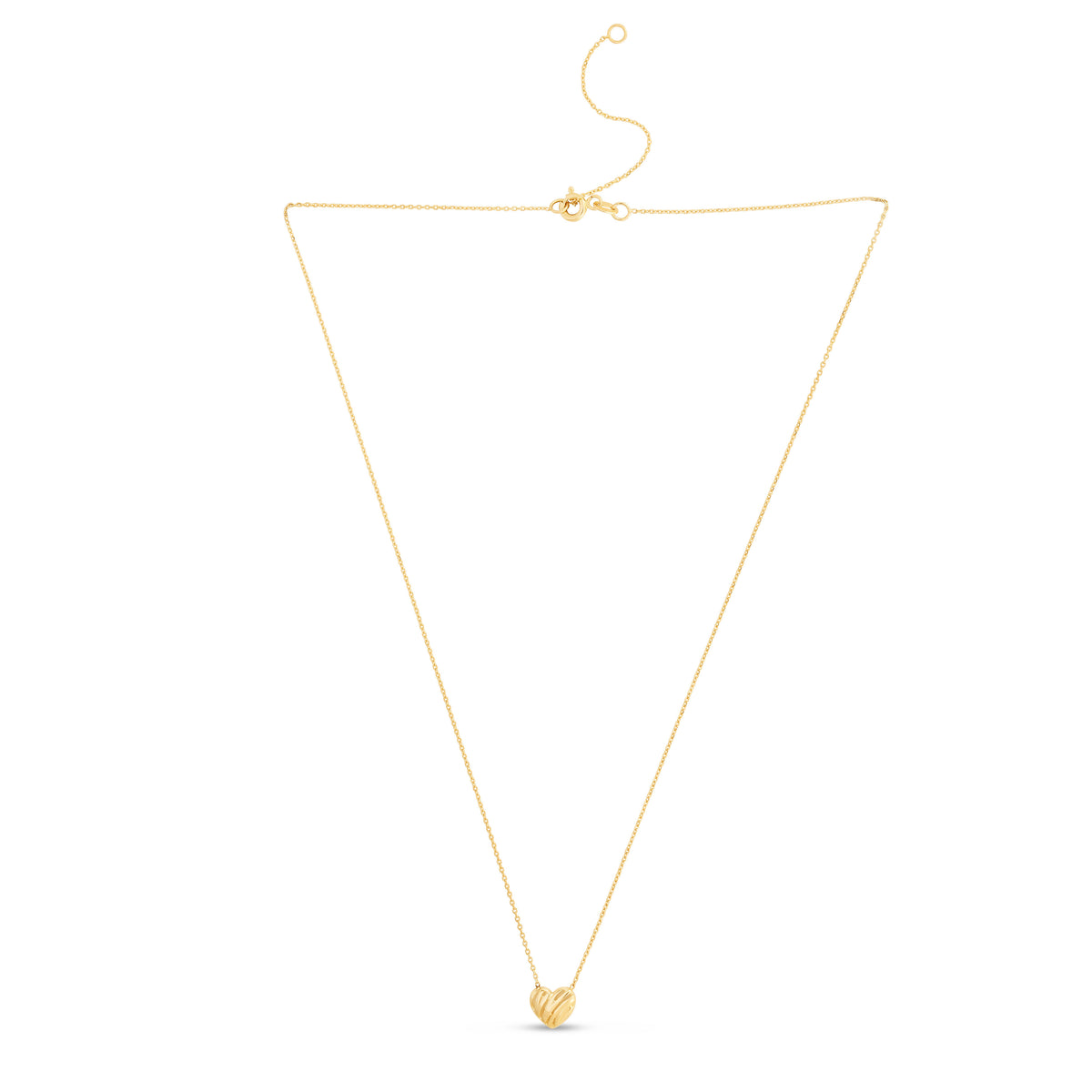 14K Gold Dainty Textured Heart Chain Necklace