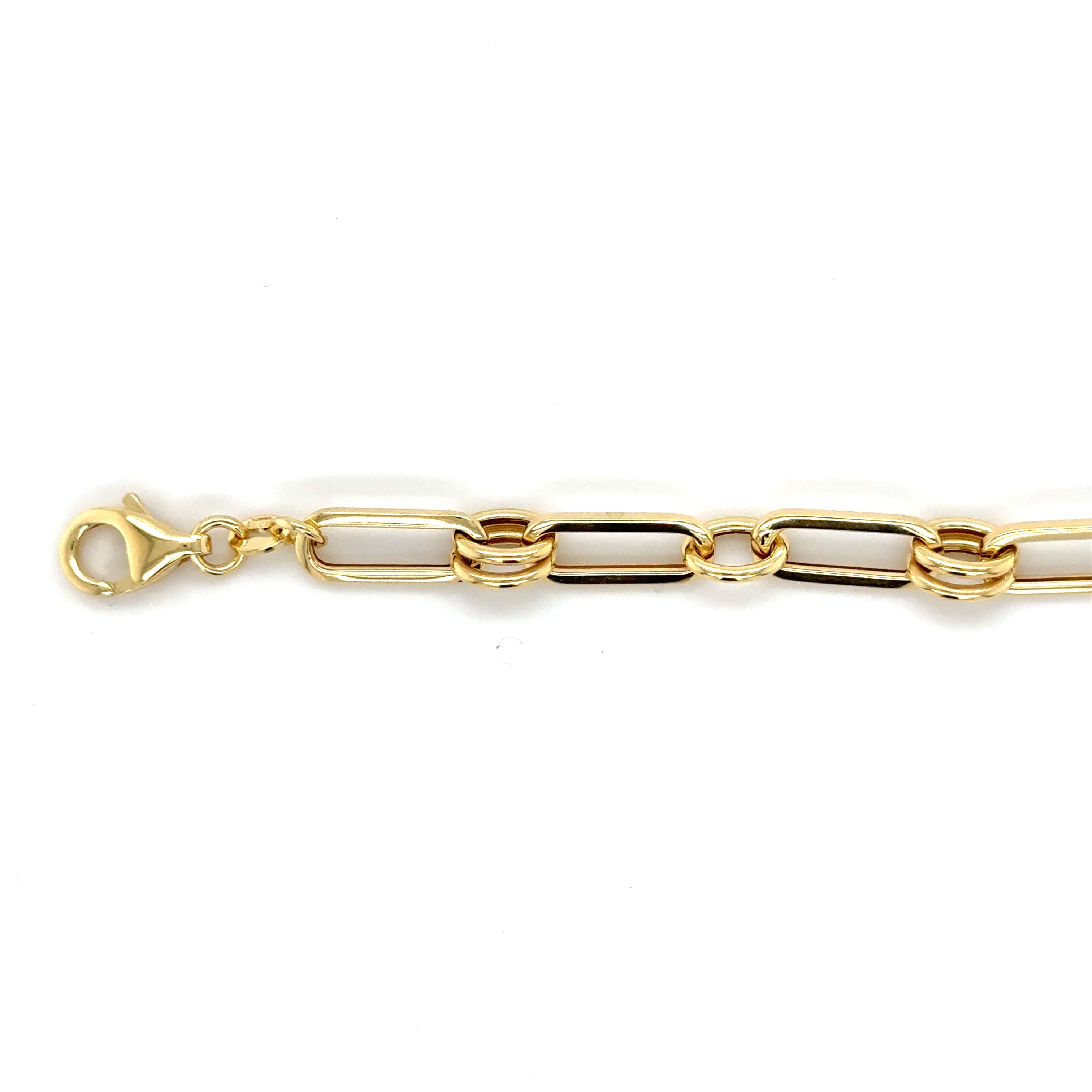 14K Gold Paperclip And Round Link Necklace