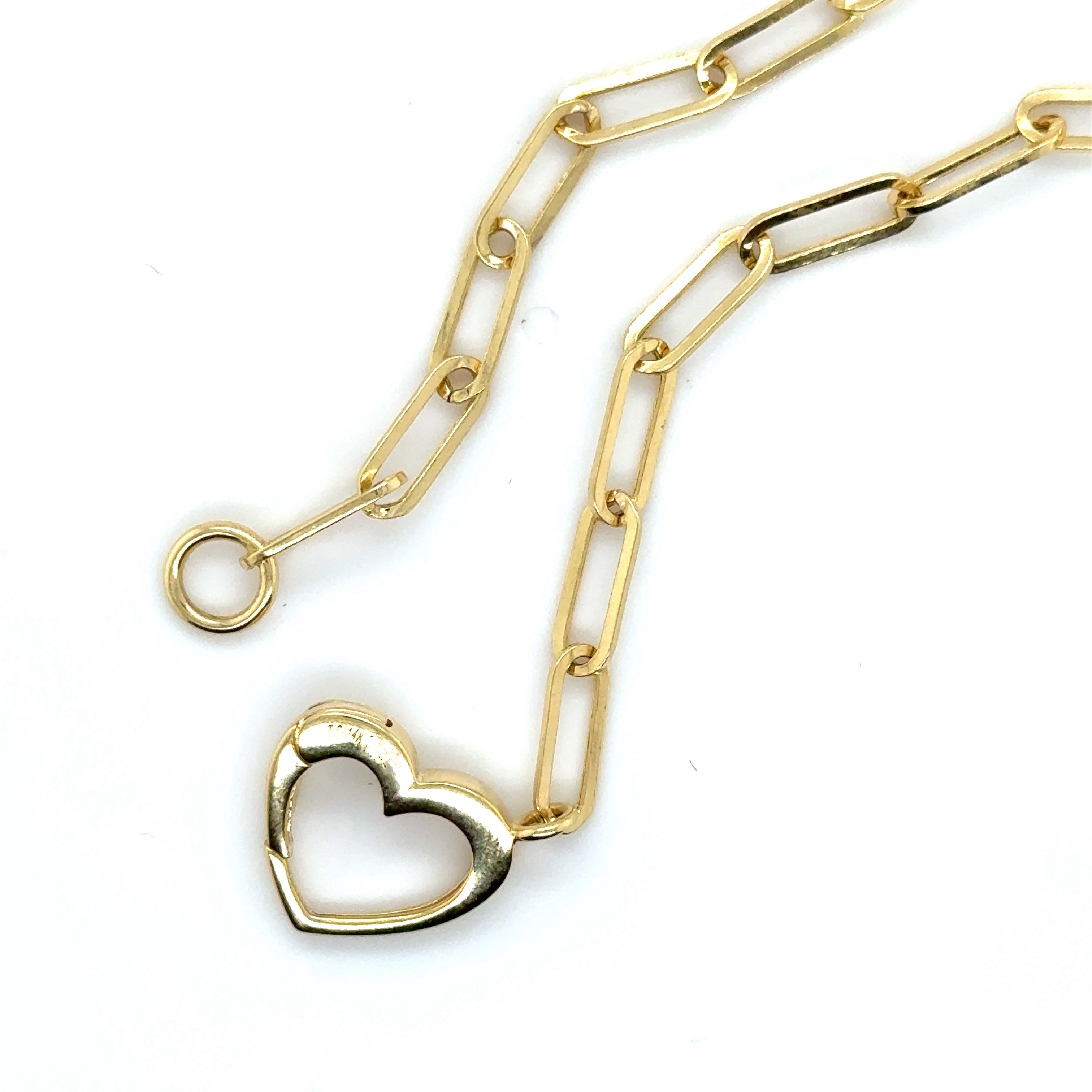 14k gold paperclip heart necklace