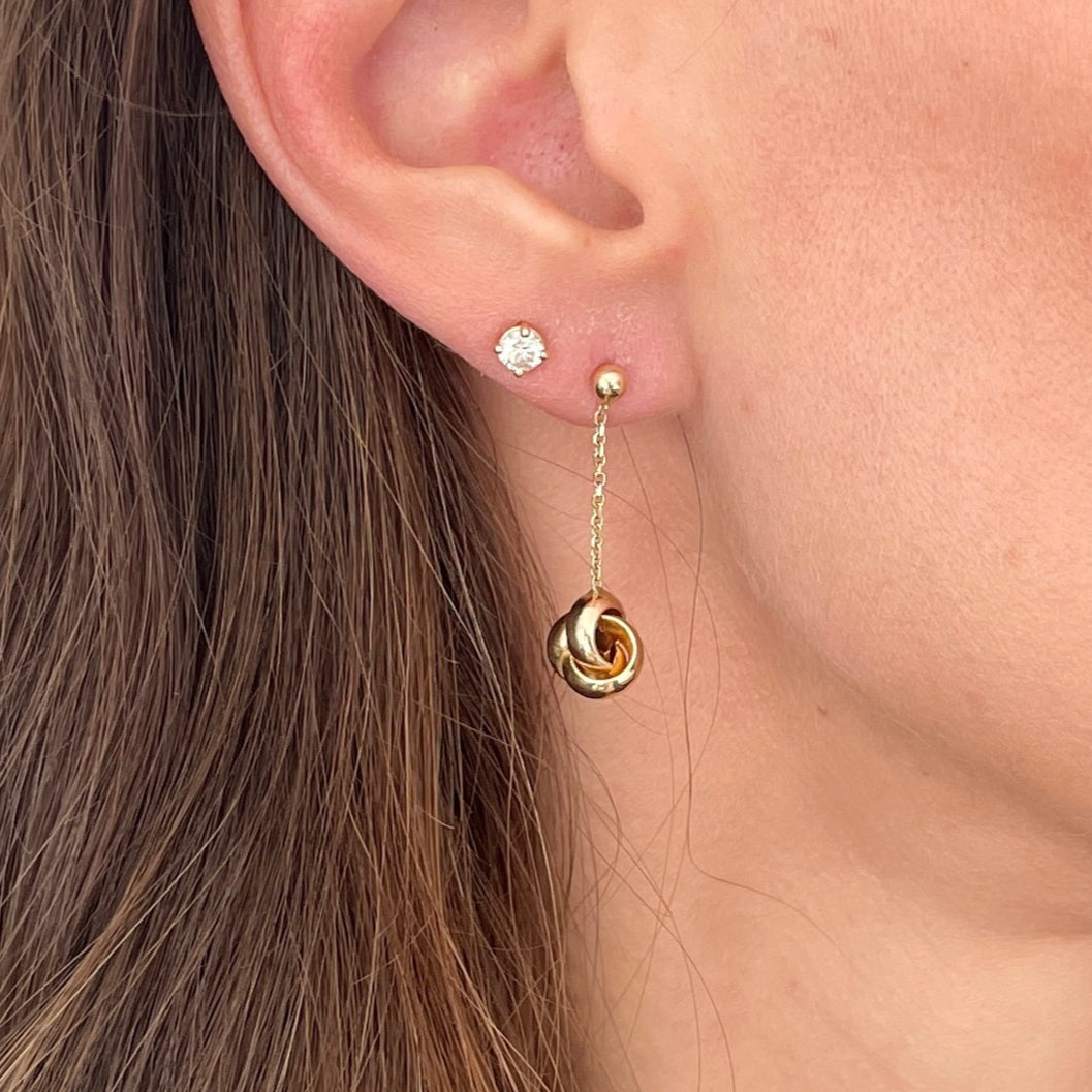 14K Gold Love Knot Drop Earrings