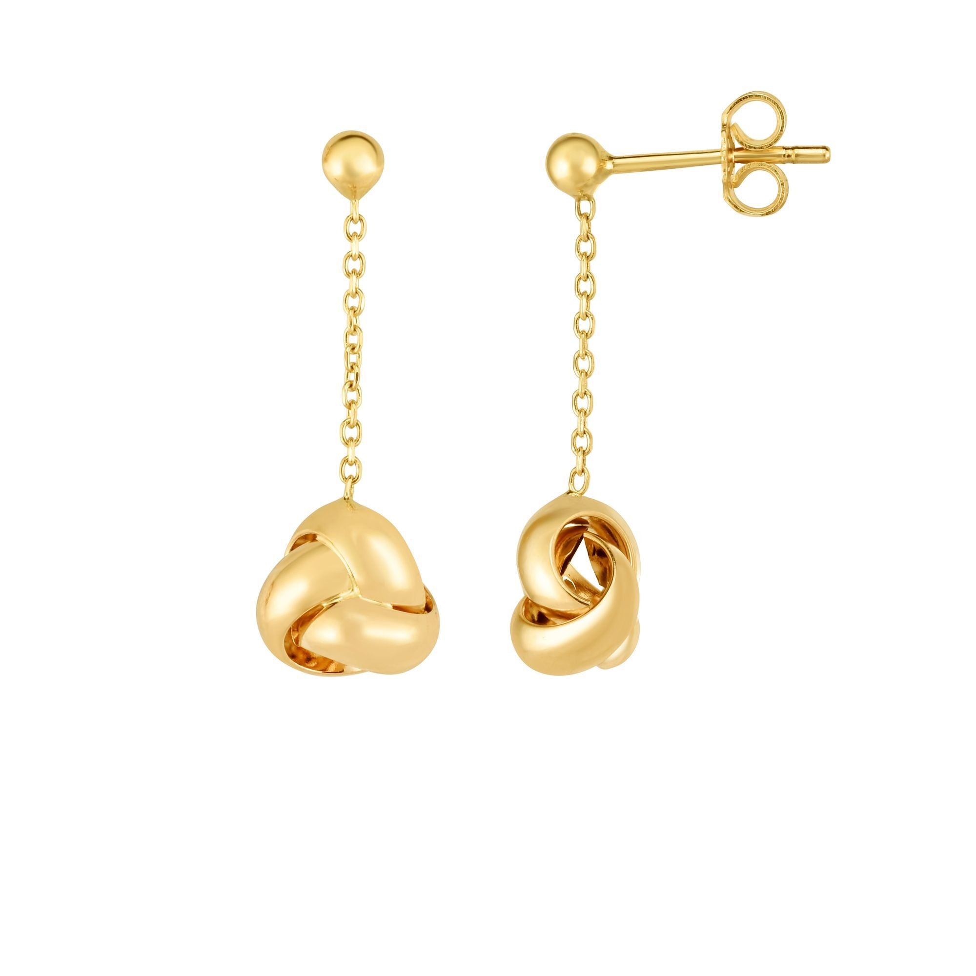 14K Gold Love Knot Drop Earrings
