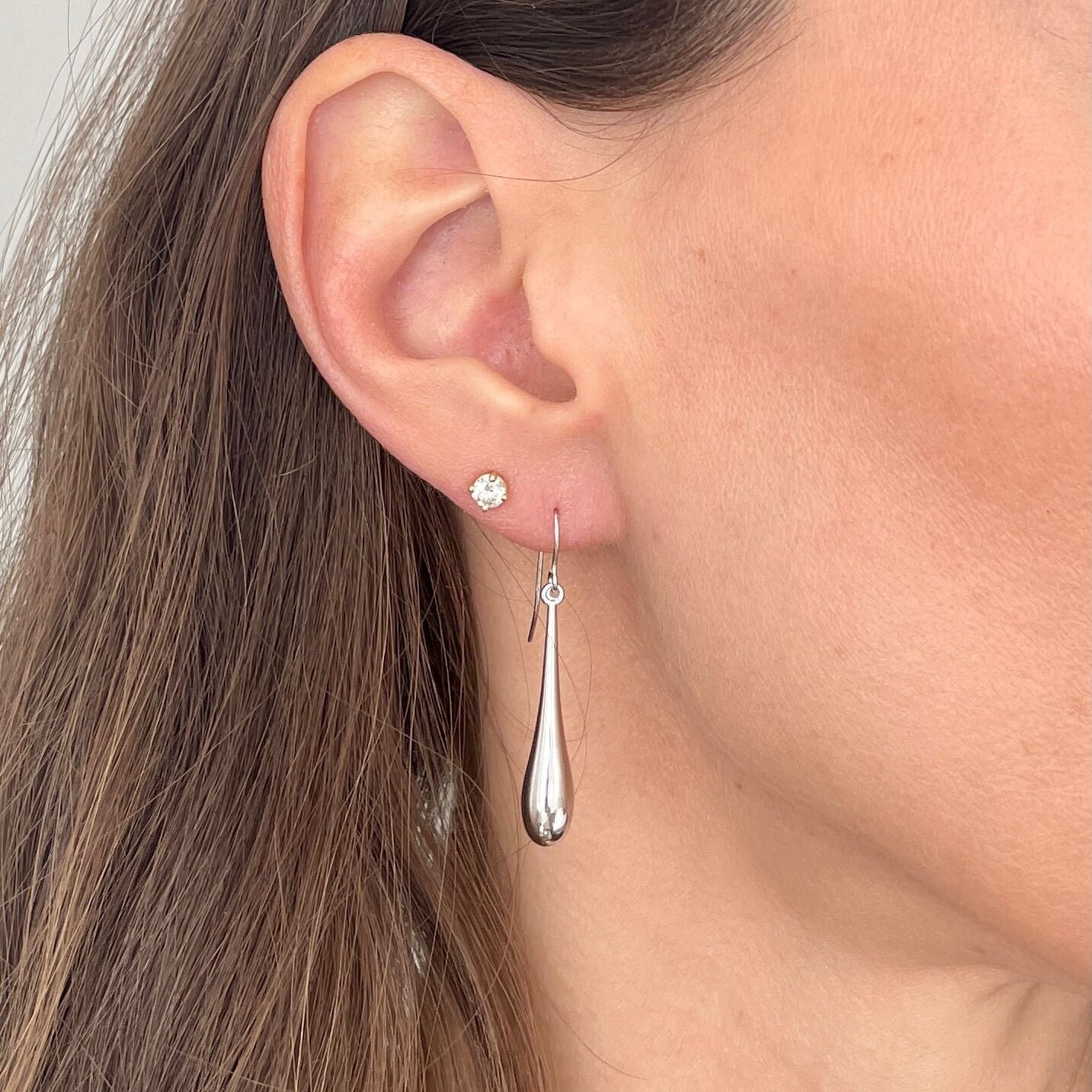 14K Gold Teardrop Earrings, Yellow, White or Rose Gold