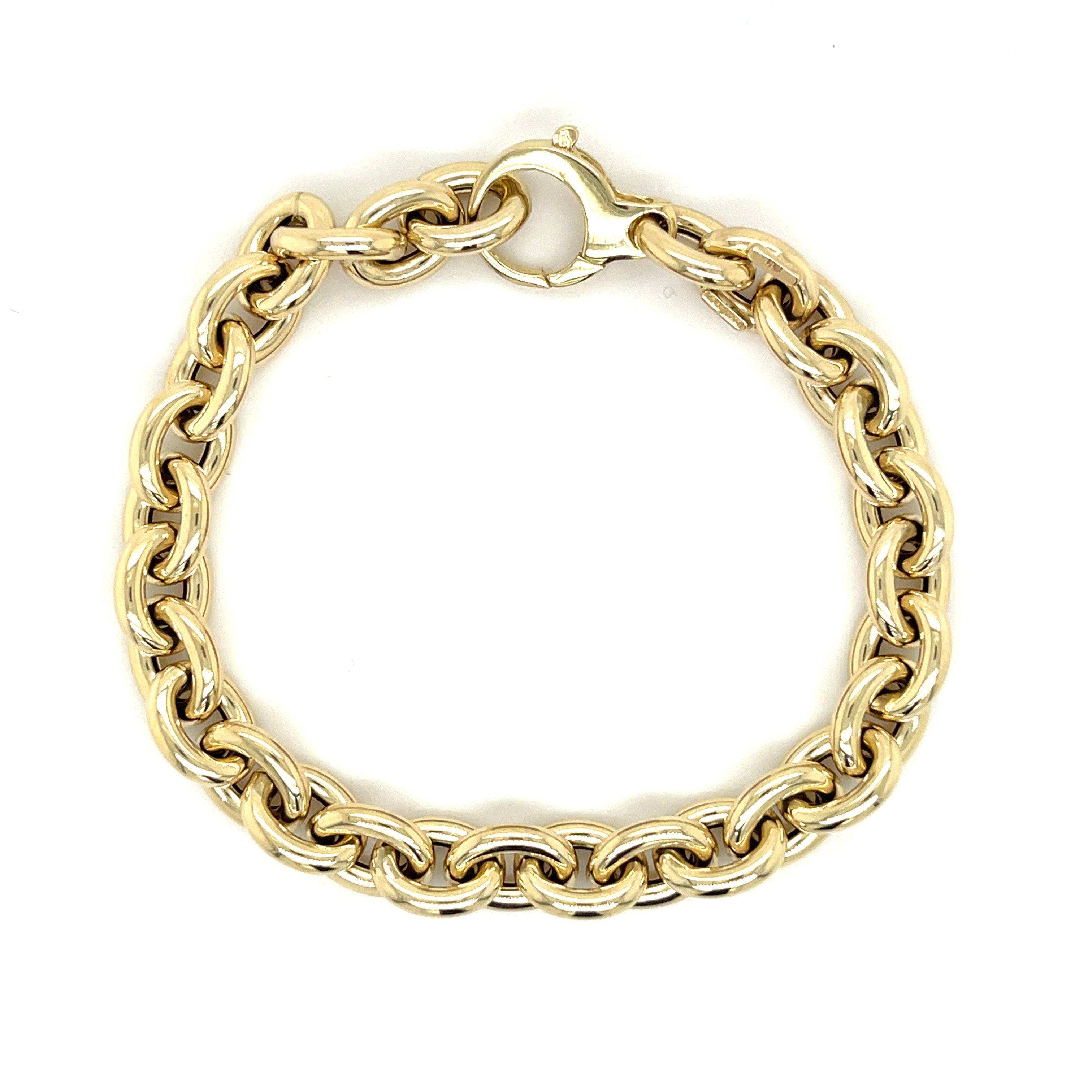 14K YELLOW GOLD THICK ROLO LINK BRACELET