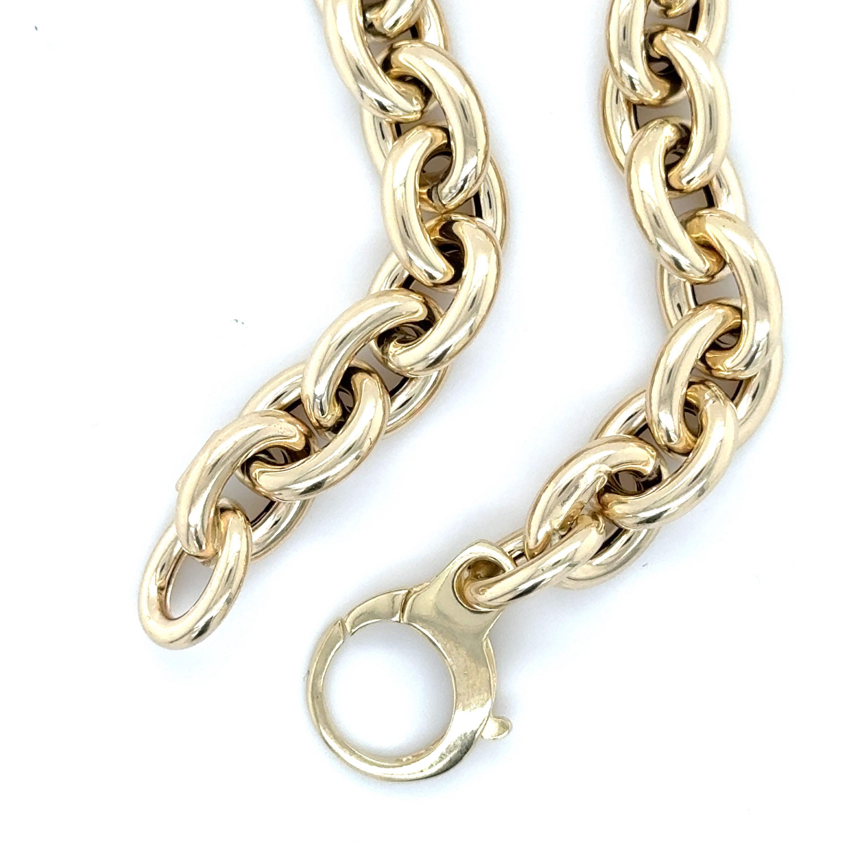 14K YELLOW GOLD THICK ROLO LINK BRACELET