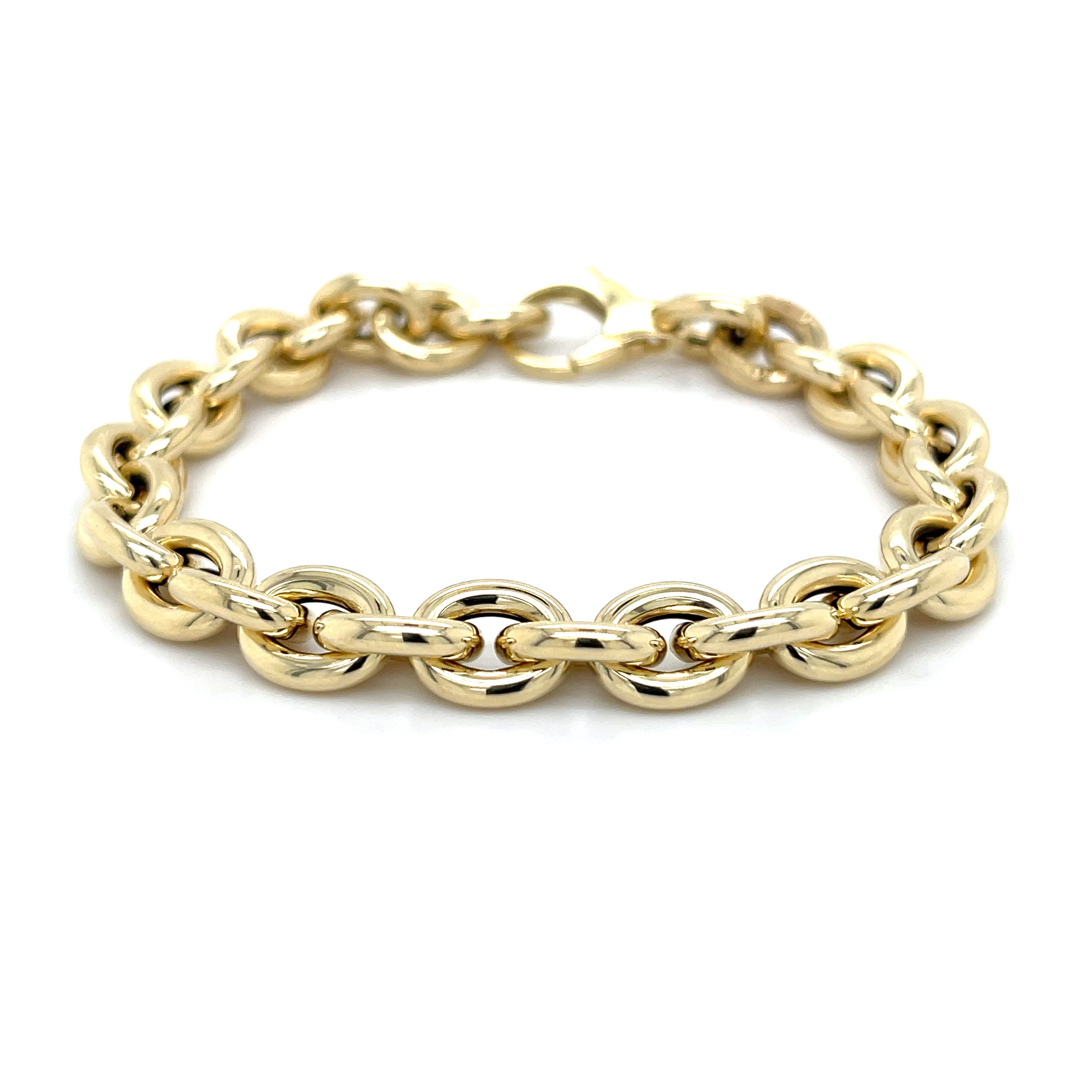 14K YELLOW GOLD THICK ROLO LINK BRACELET