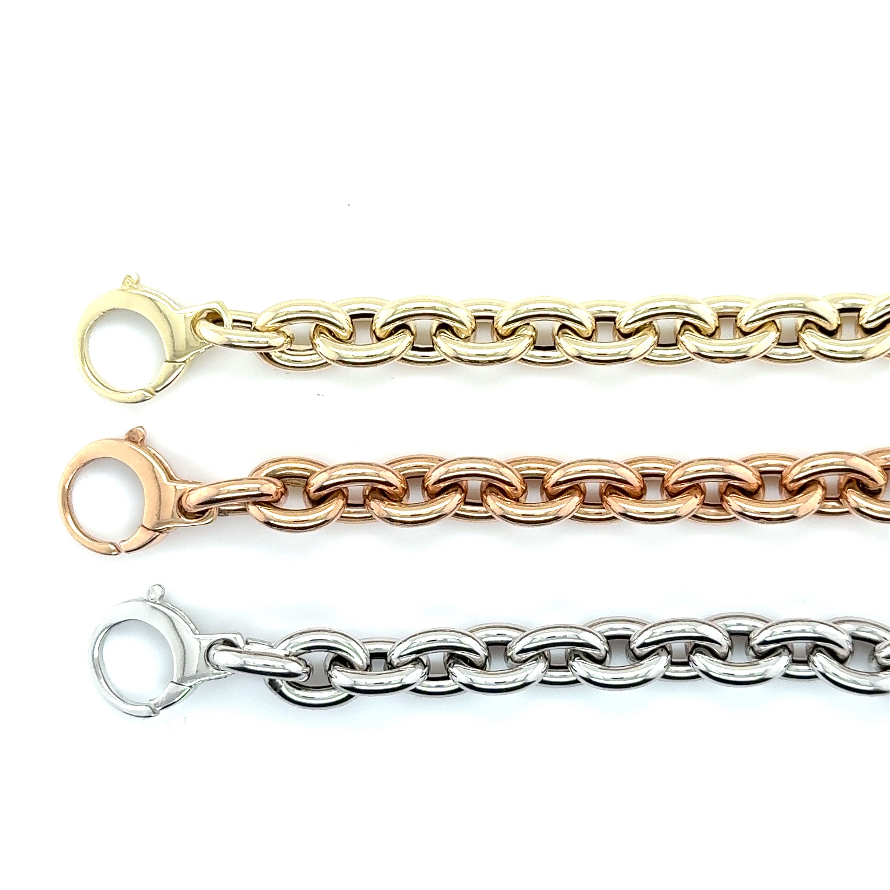 14K Solid Gold Chunky Rolo Link Bracelet – Bold, Polished, Luxurious