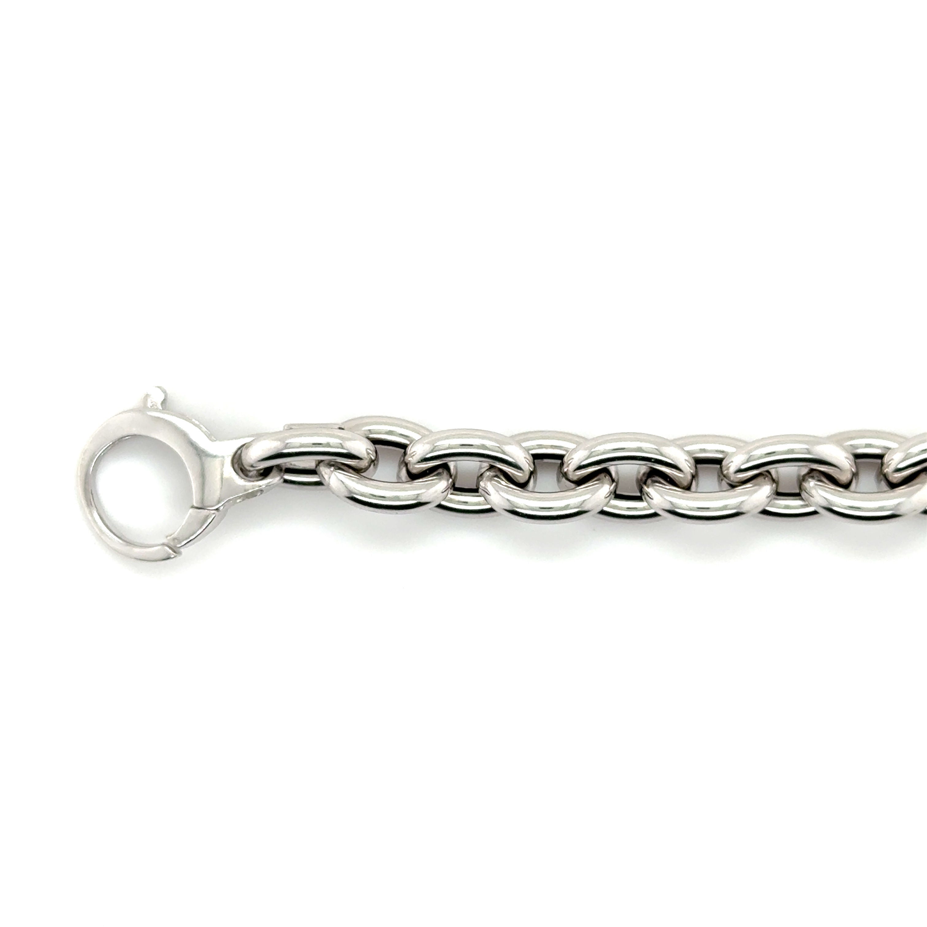 14K WHITE GOLD ROLO LINK BRACELET BELCHER
