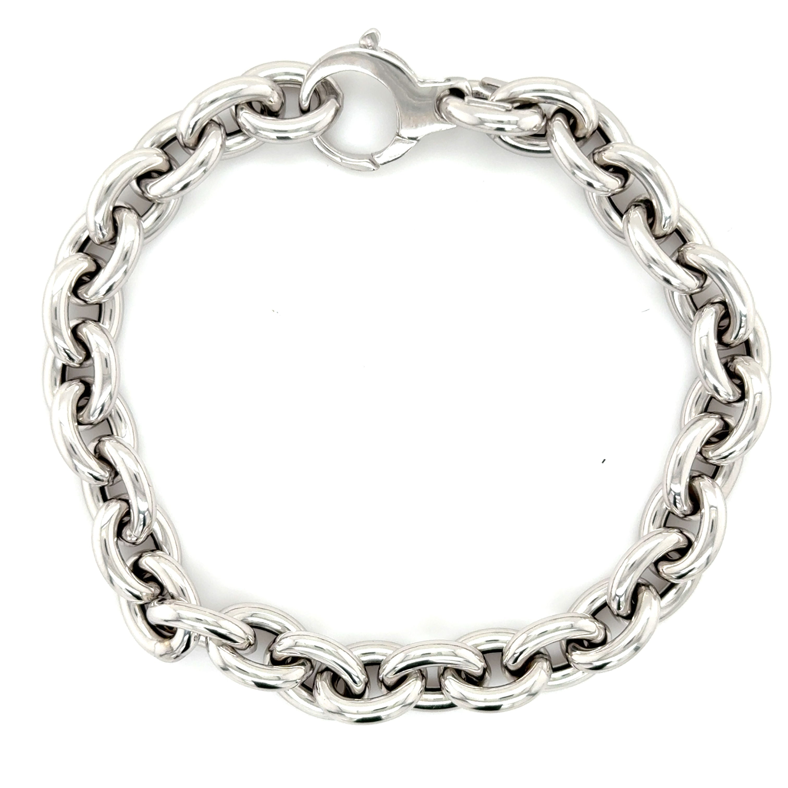 14K WHITE GOLD ROLO LINK BRACELET BELCHER