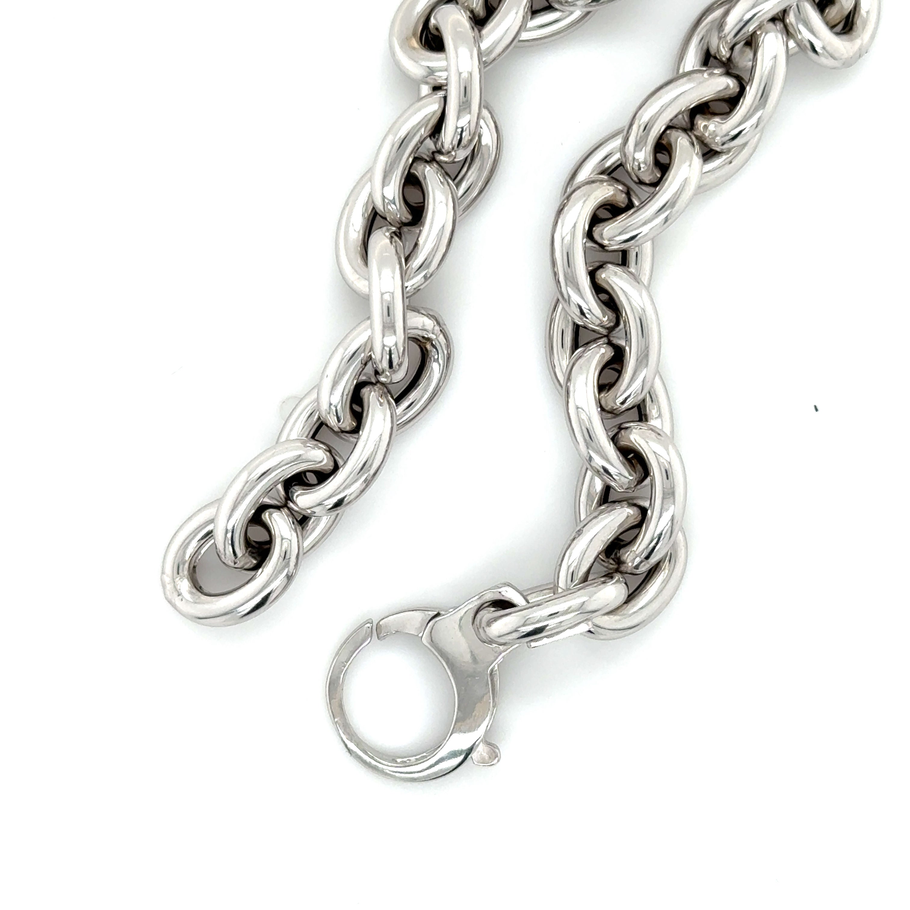 14K WHITE GOLD ROLO LINK BRACELET BELCHER