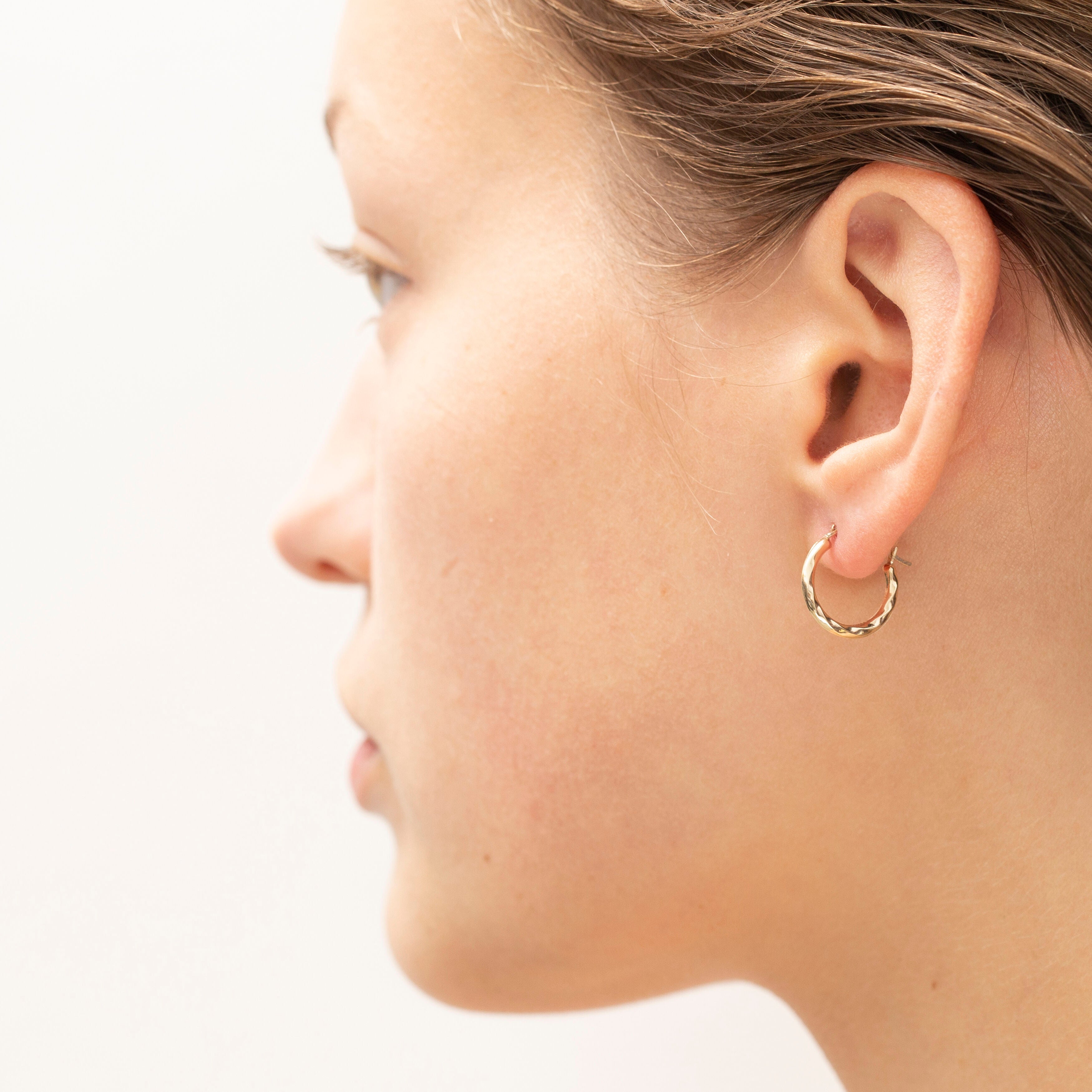 14K Gold Dainty Twisted Hoops
