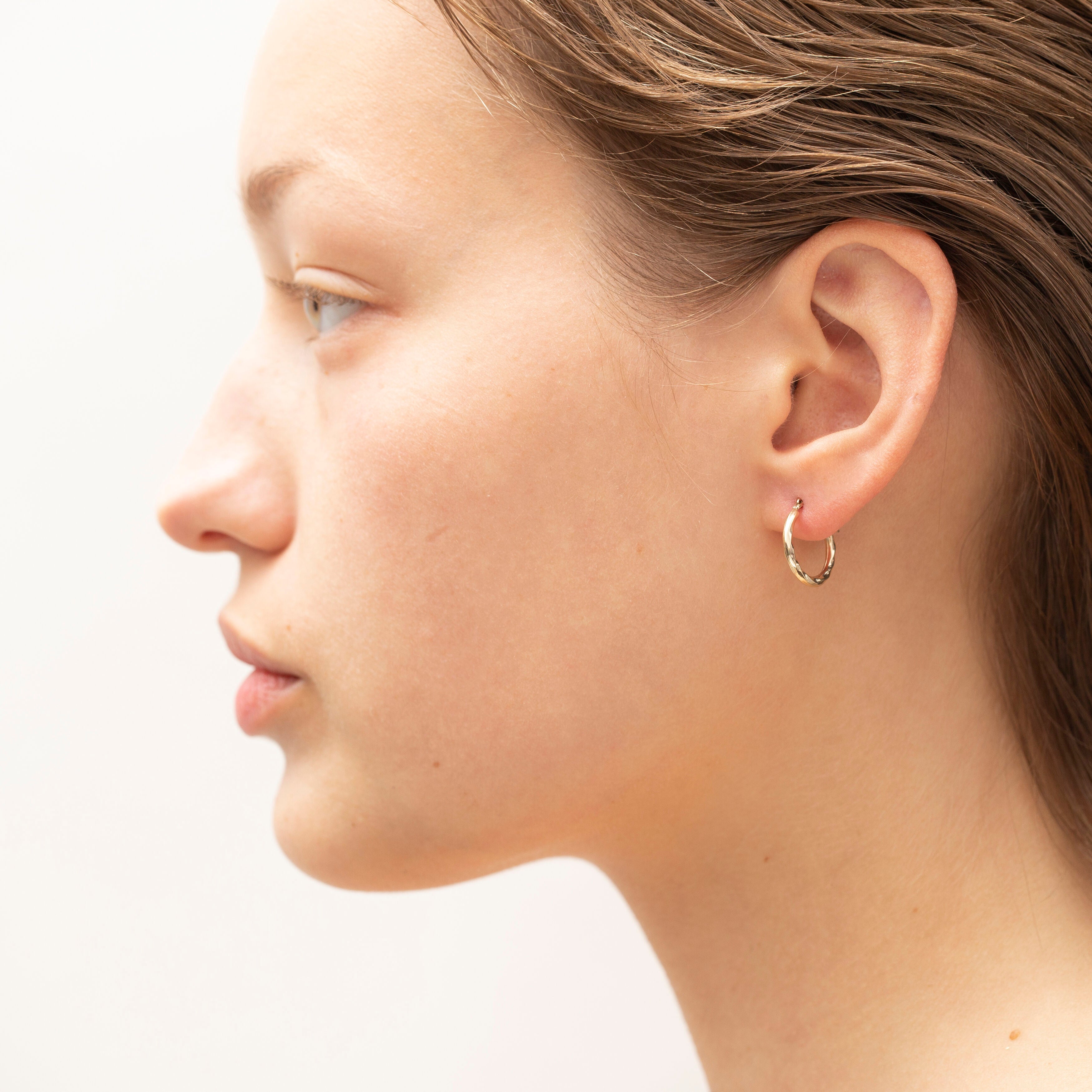 14K Gold Dainty Twisted Hoops