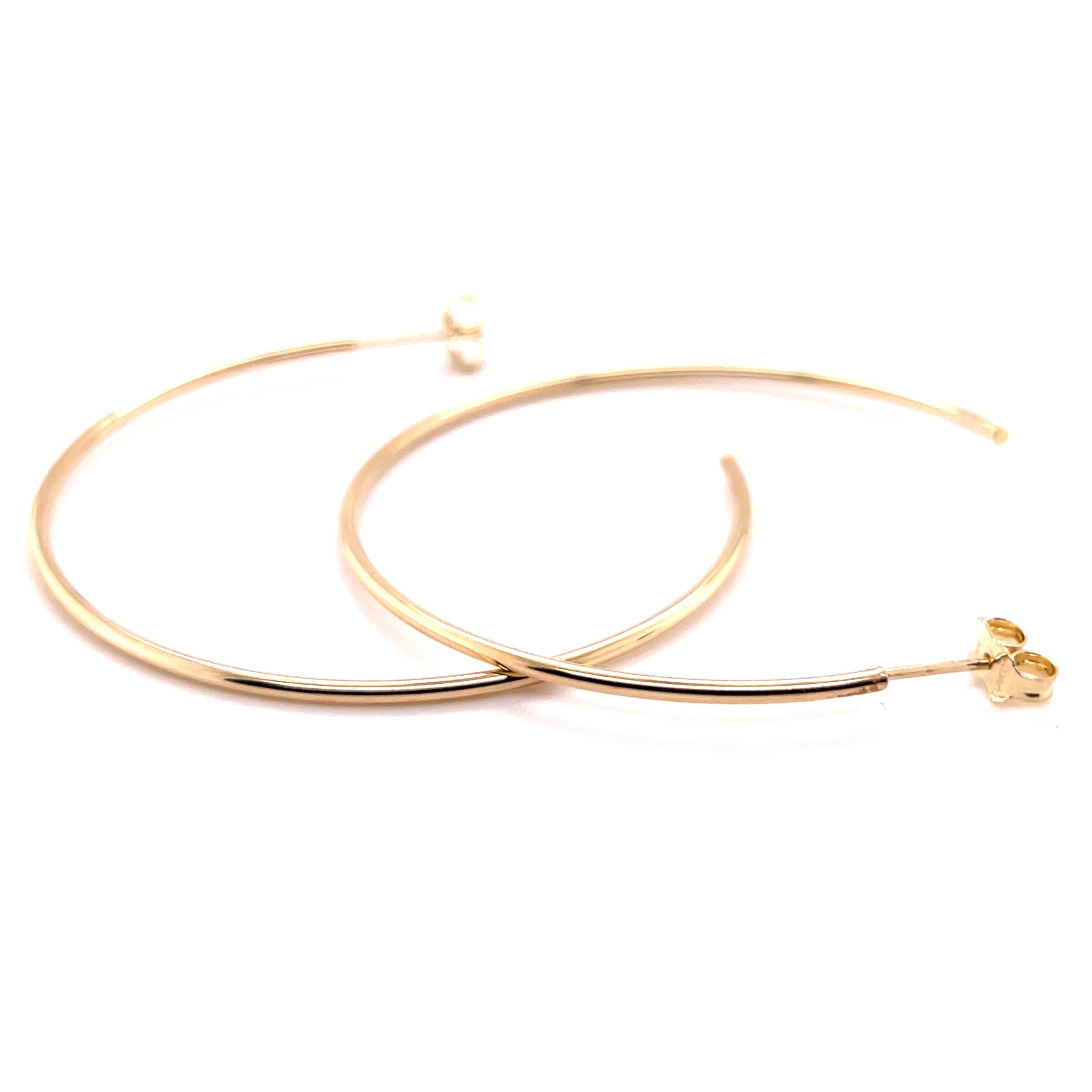 14K Gold Thin 50 mm C Hoops