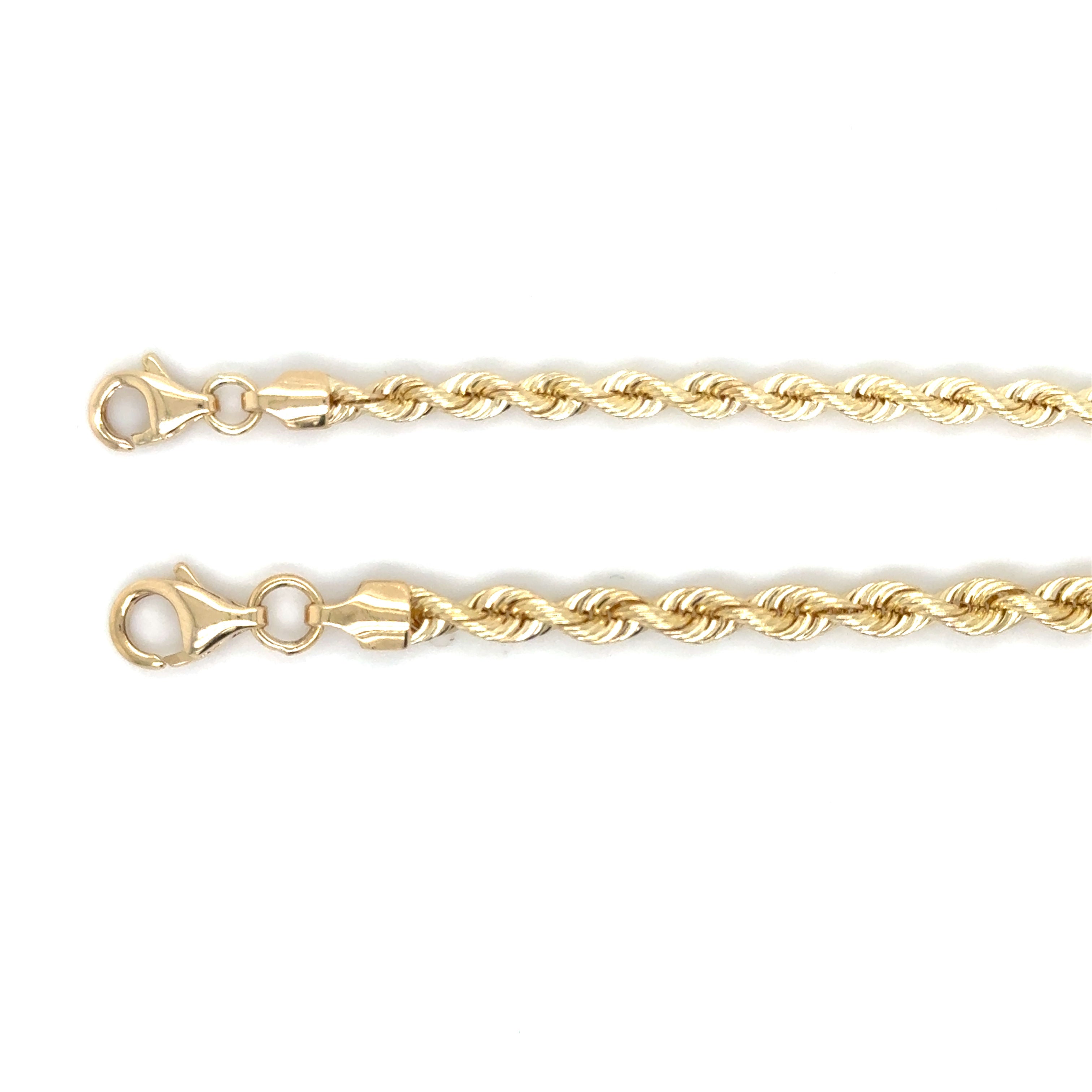 Solid 14k yellow gold rope bracelet