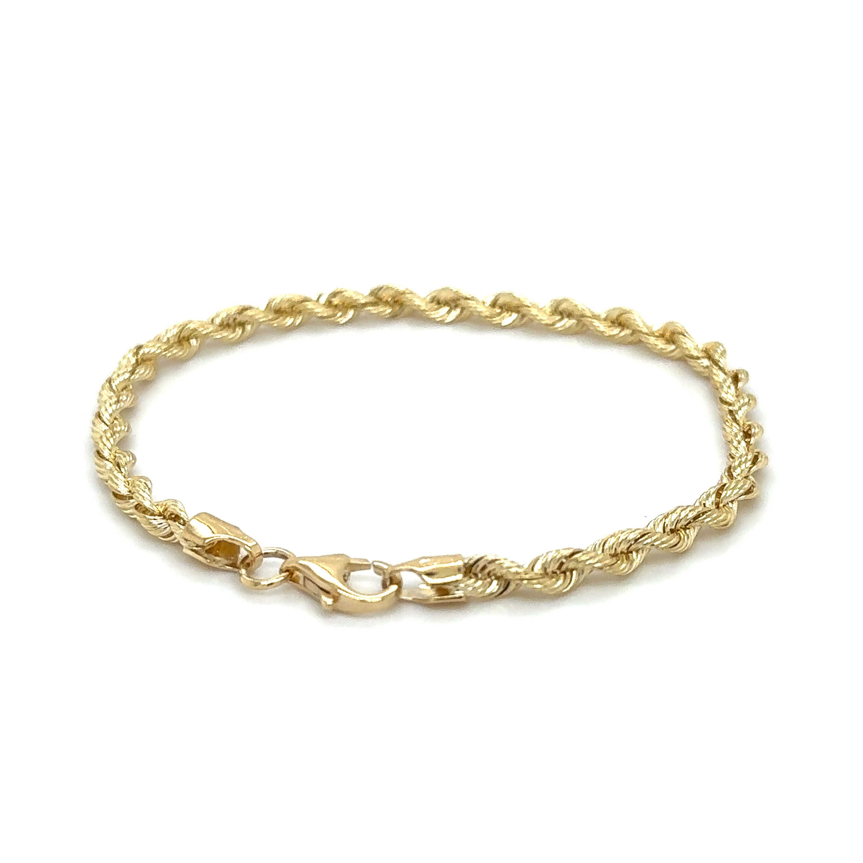 Solid 14k yellow gold rope bracelet