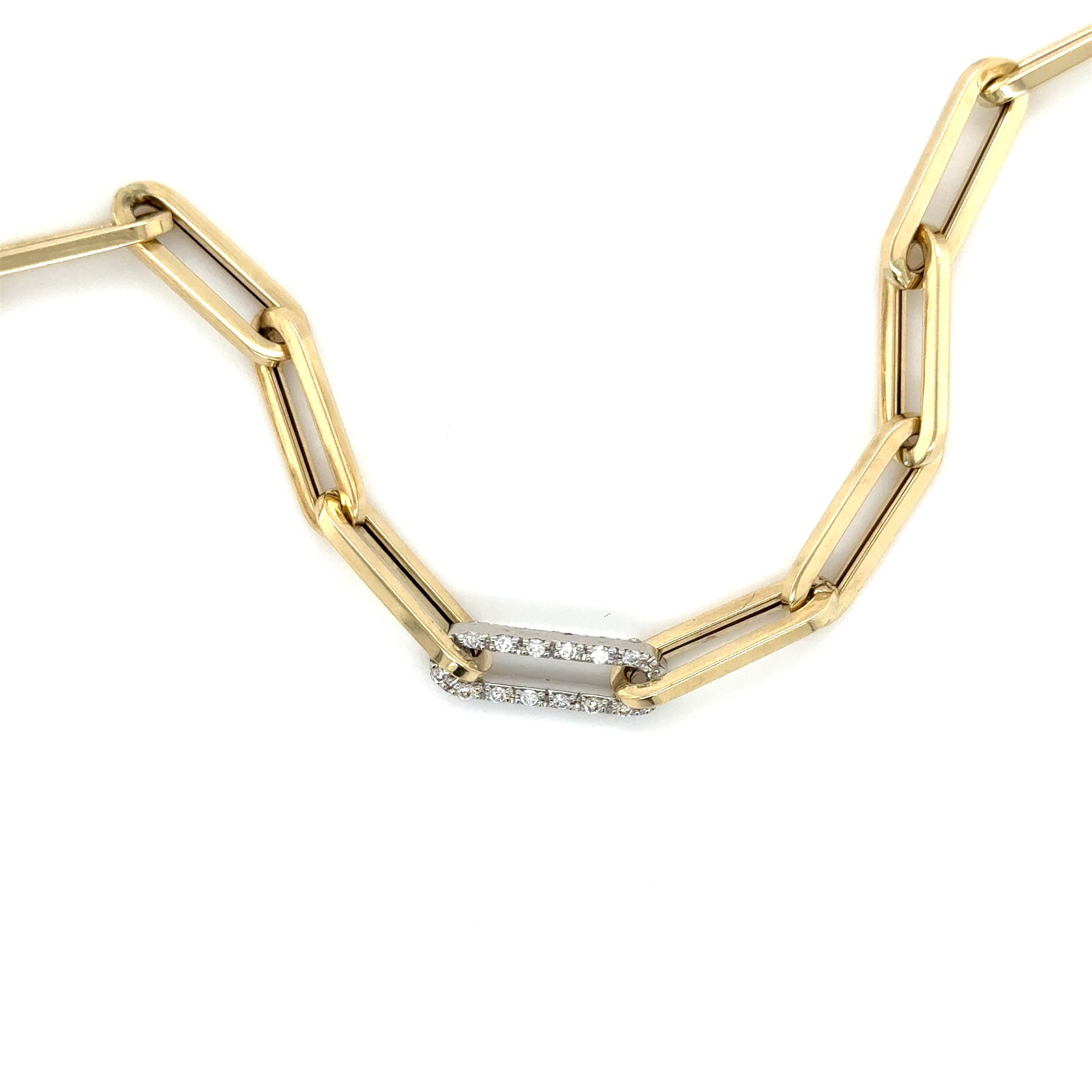 14K GOLD DIAMOND PAPERCLIP NECKLACE