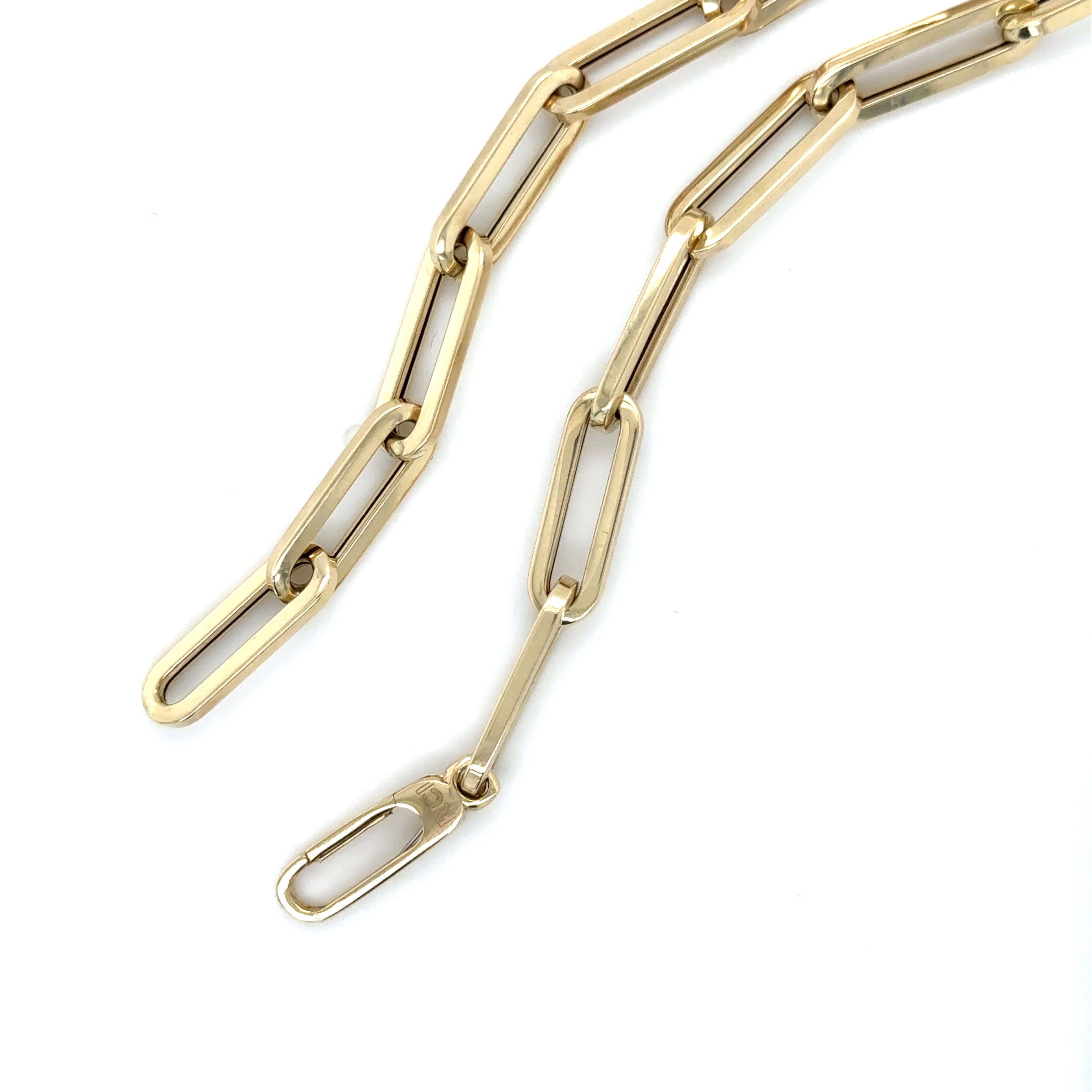 14K Gold And Diamond Paperclip Necklace