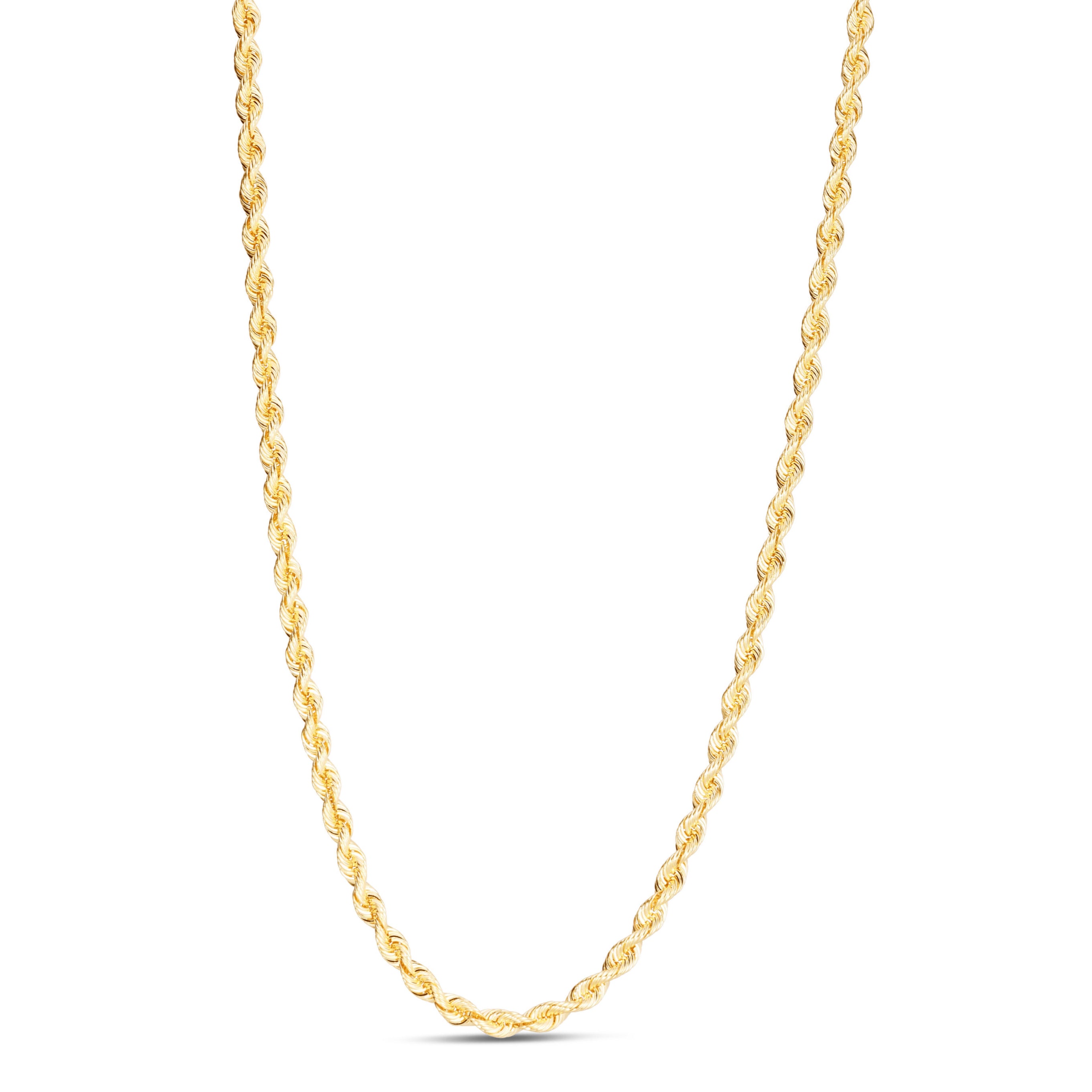 14K SOLID YELLOW GOLD ROPE NECKLACE CHAIN