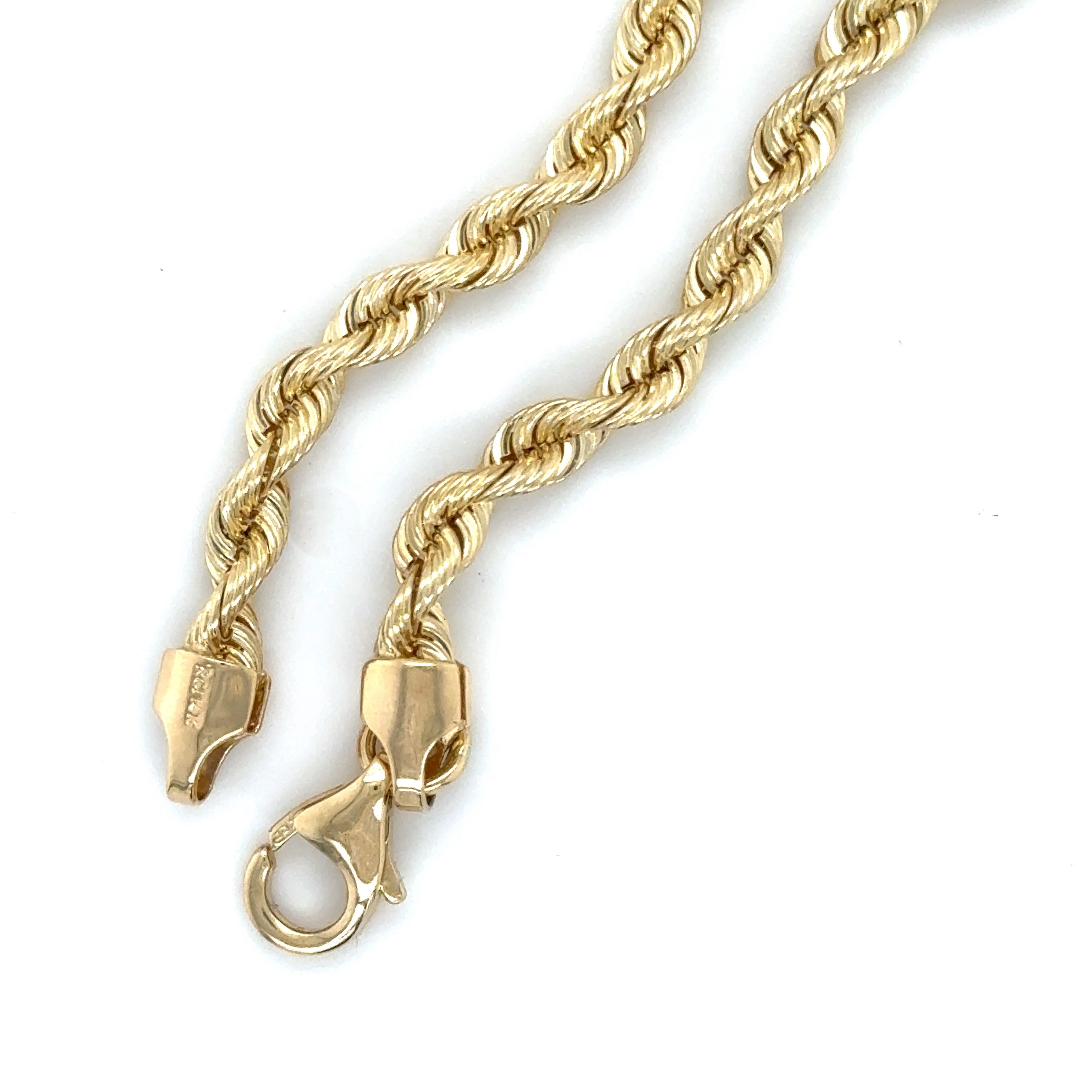 14K SOLID YELLOW GOLD ROPE NECKLACE CHAIN