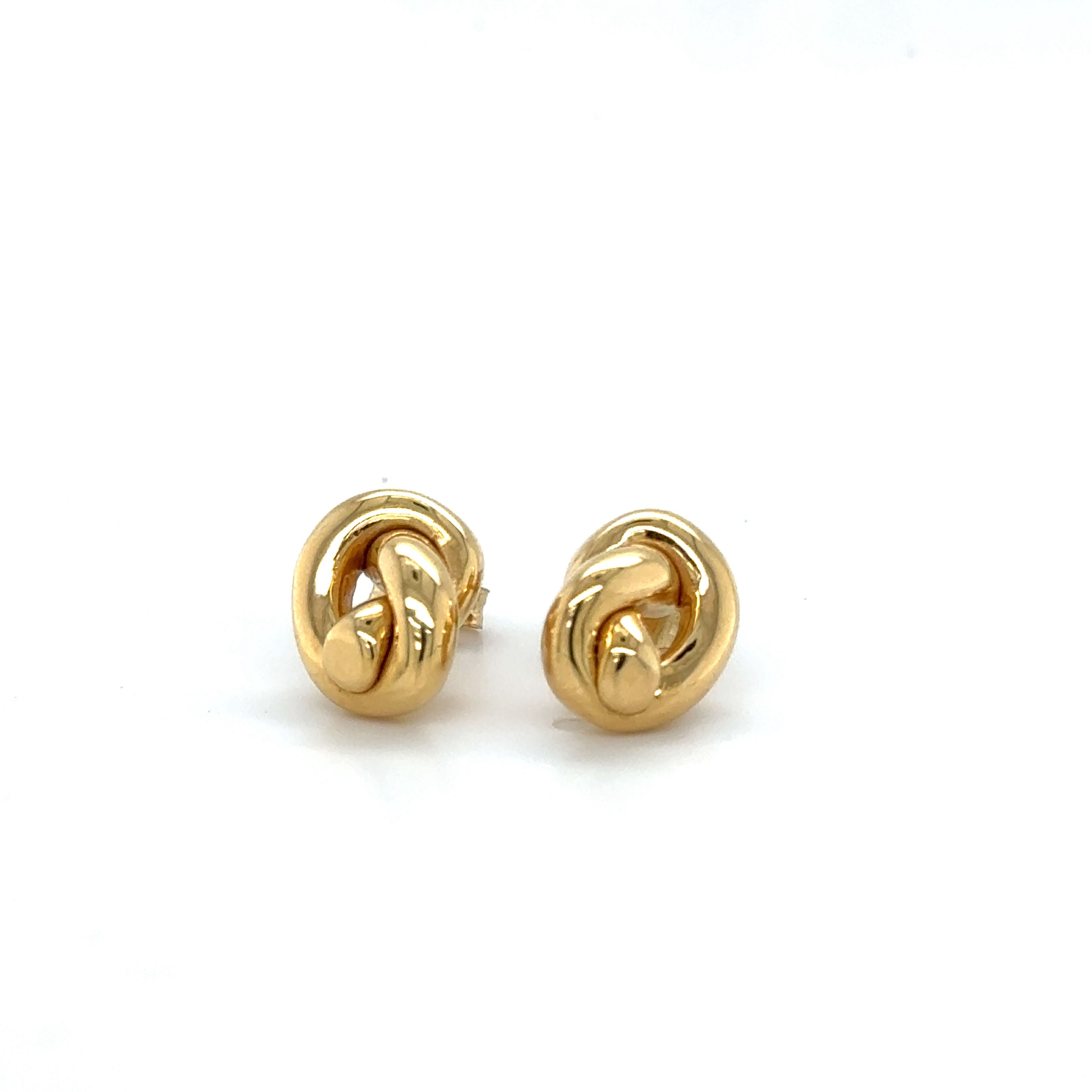 14K Gold Puffed Love Knot Stud Earring