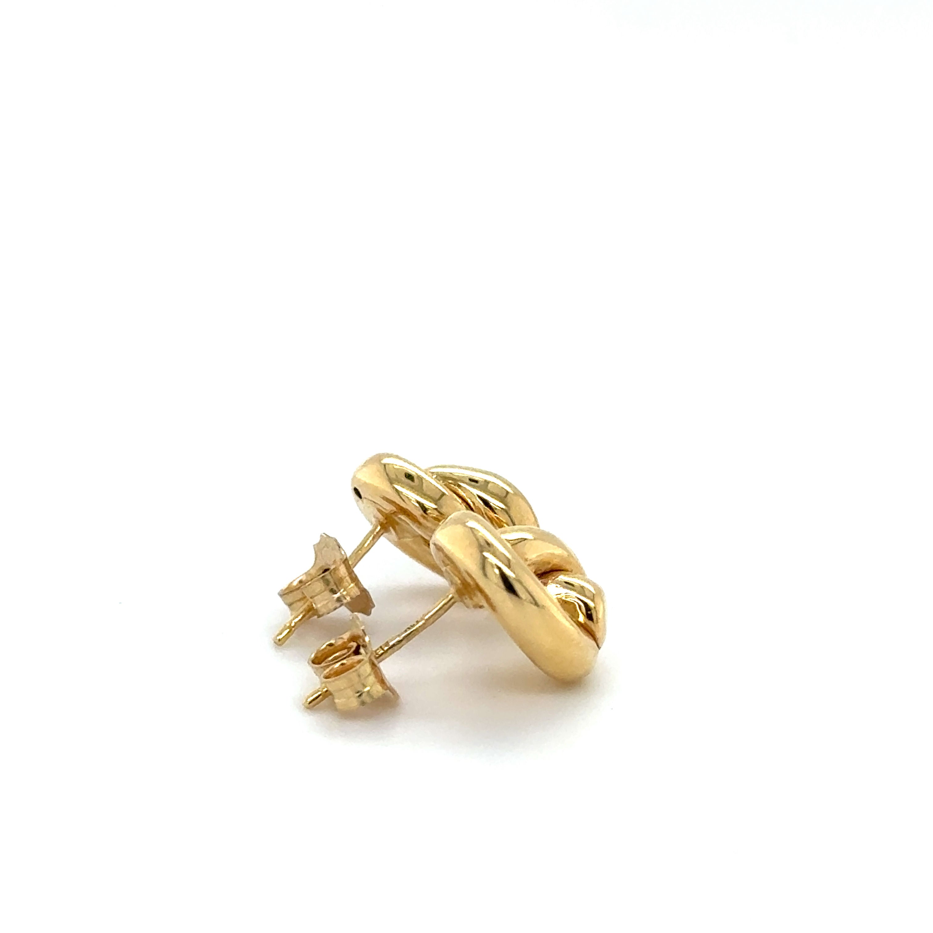 14K Gold Puffed Love Knot Stud Earring
