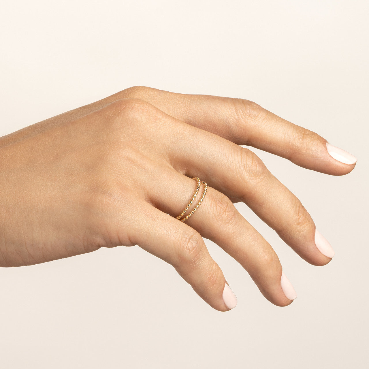 14K Yellow Gold Double Beaded Wire Ring