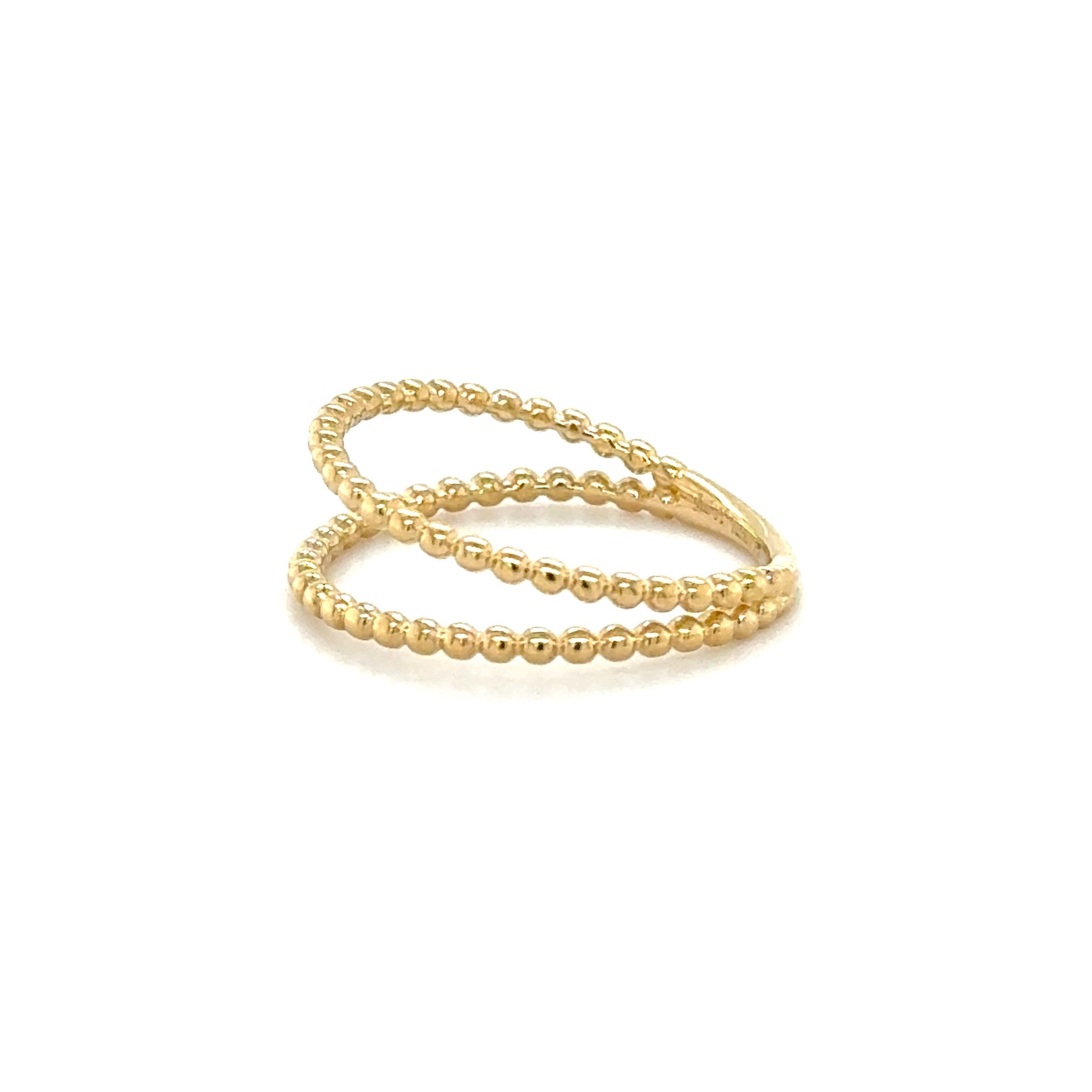14K Yellow Gold Double Beaded Wire Ring
