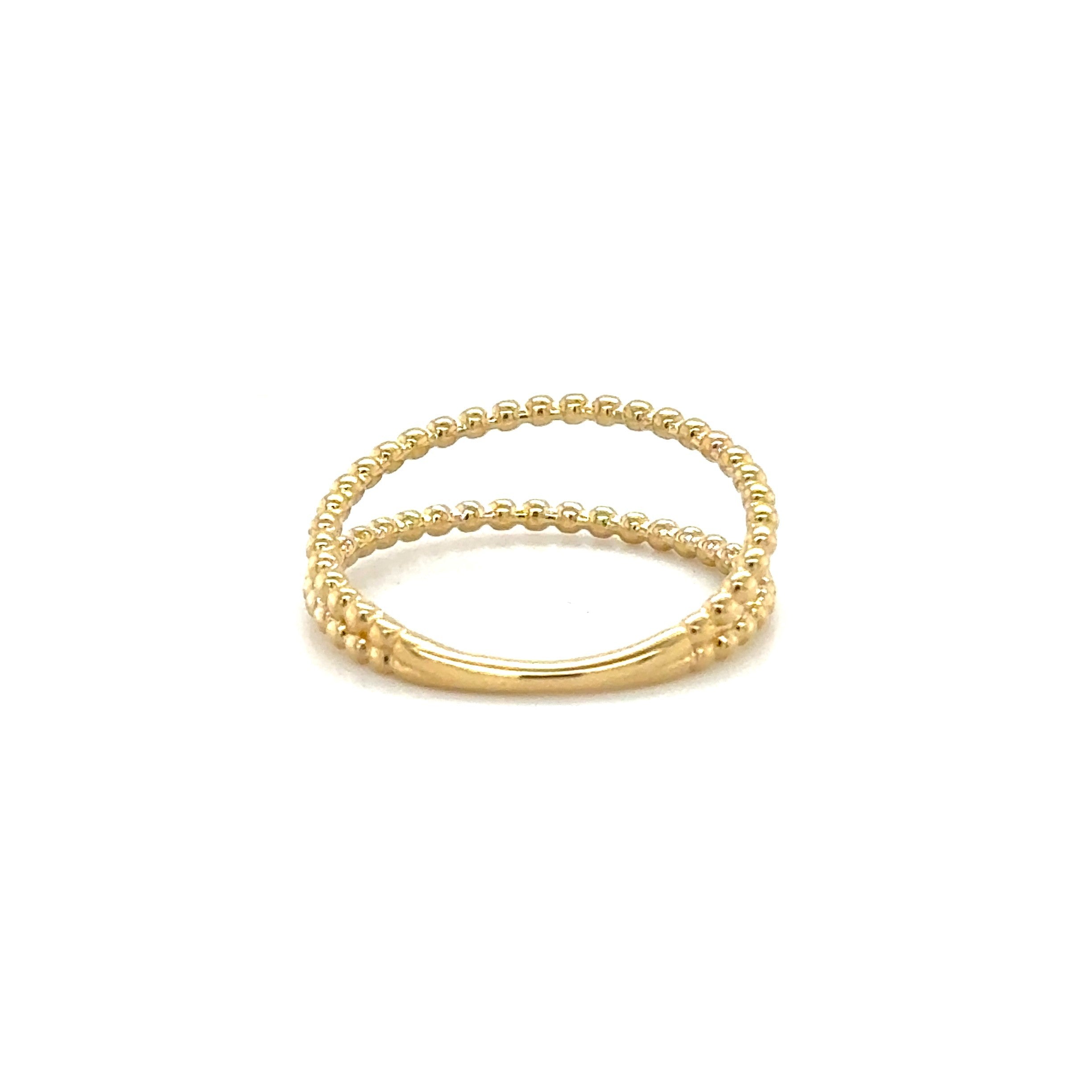 14K Yellow Gold Double Beaded Wire Ring