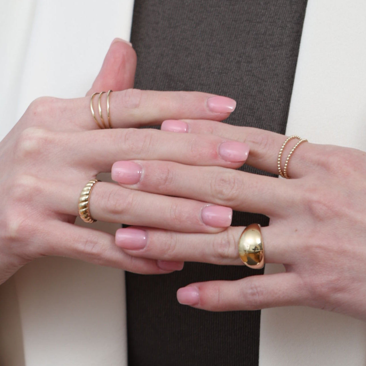 14K Solid Yellow Gold Triple Wire Ring