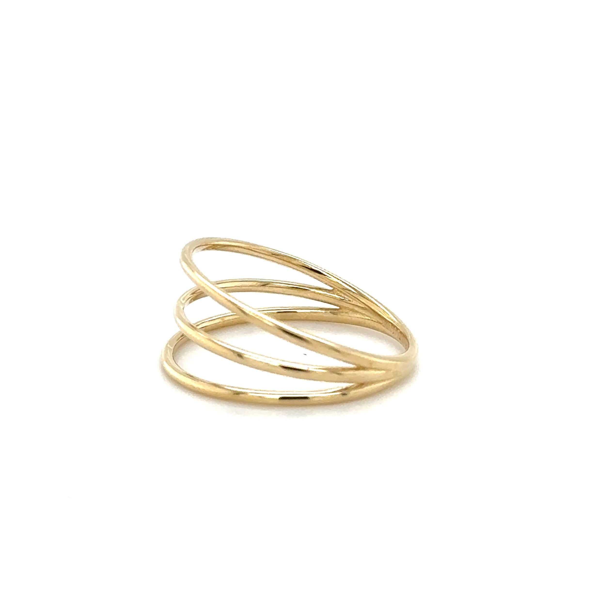 14K Solid Yellow Gold Triple Wire Ring
