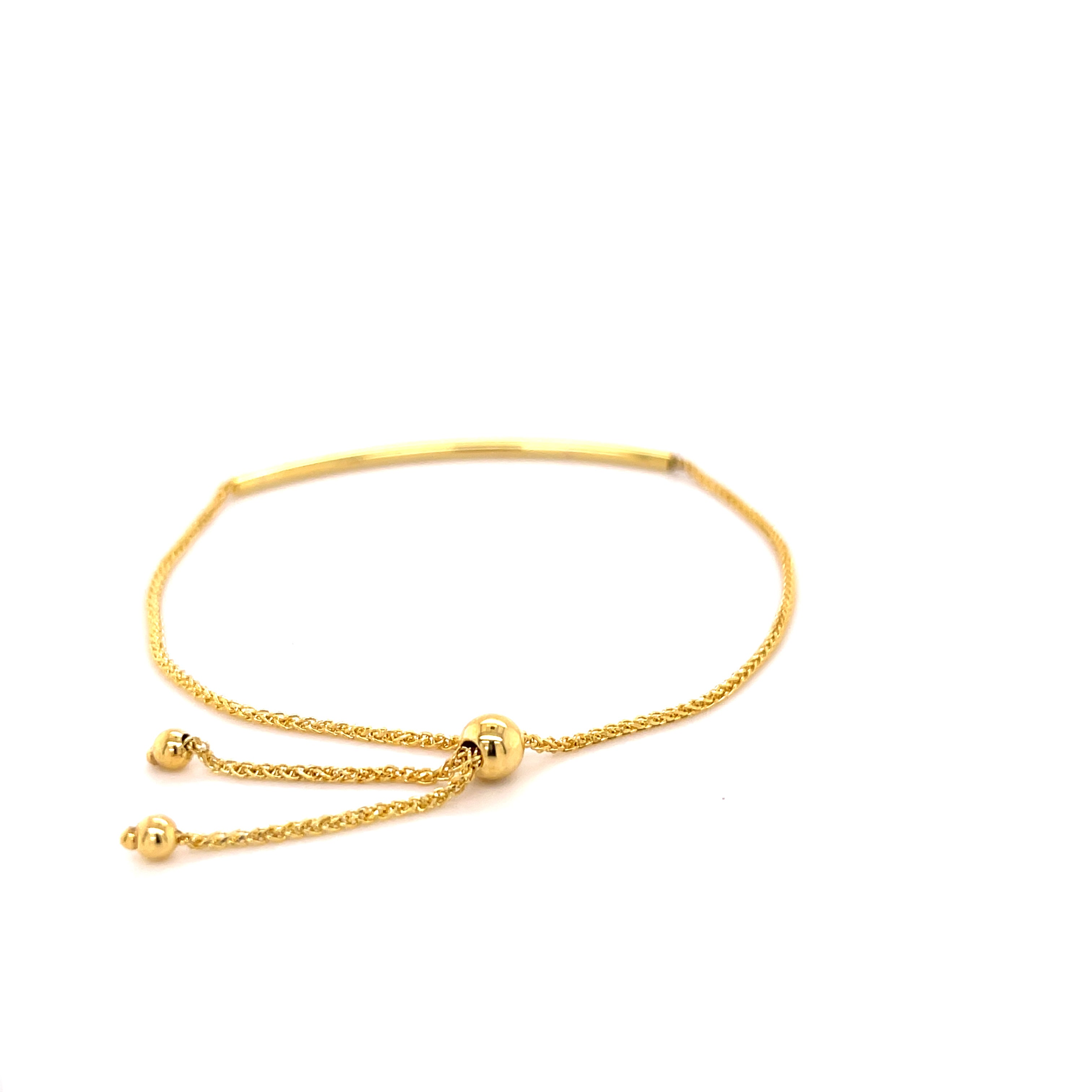 14K Gold Thin Curved Bar Friendship Bracelet