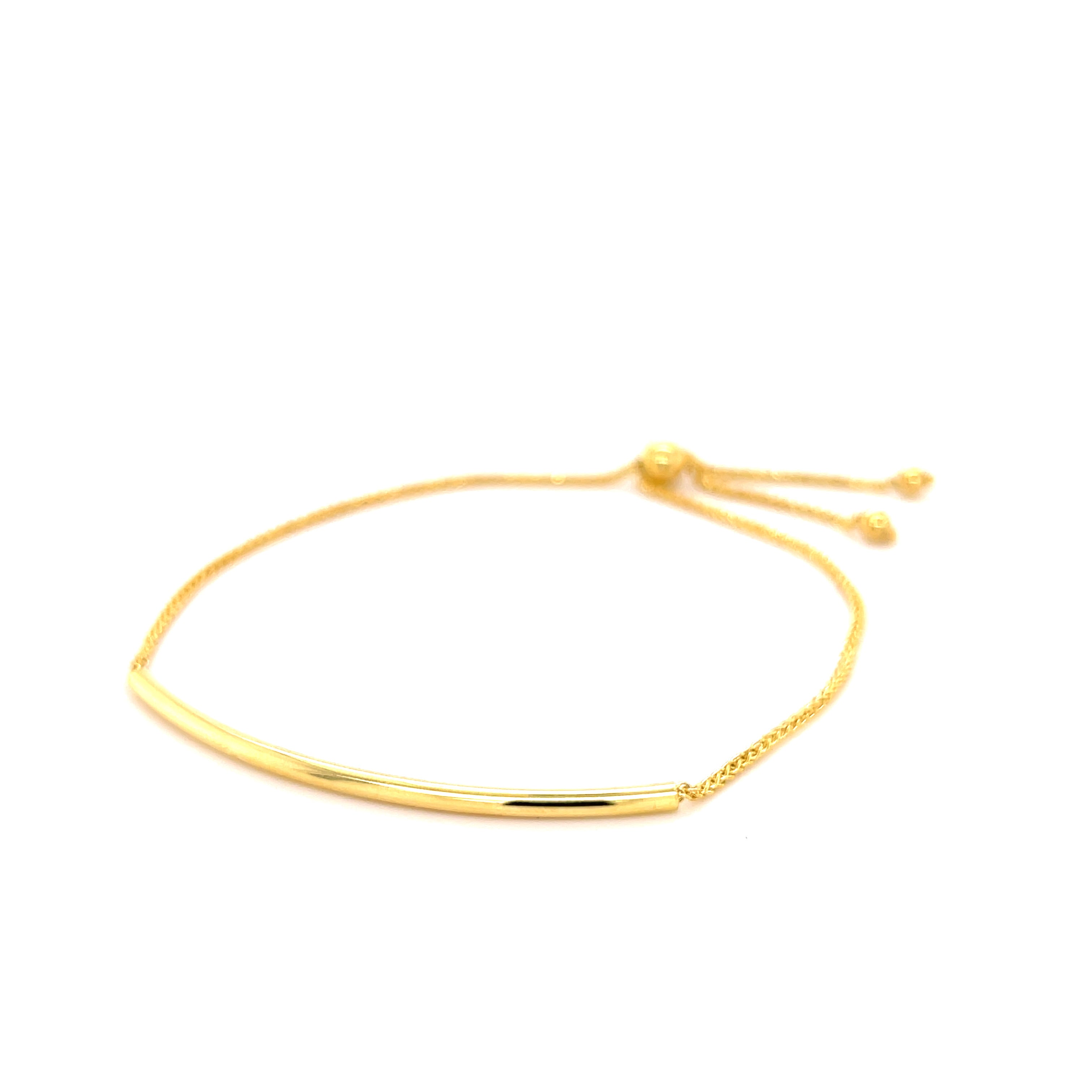 14K Gold Thin Curved Bar Friendship Bracelet